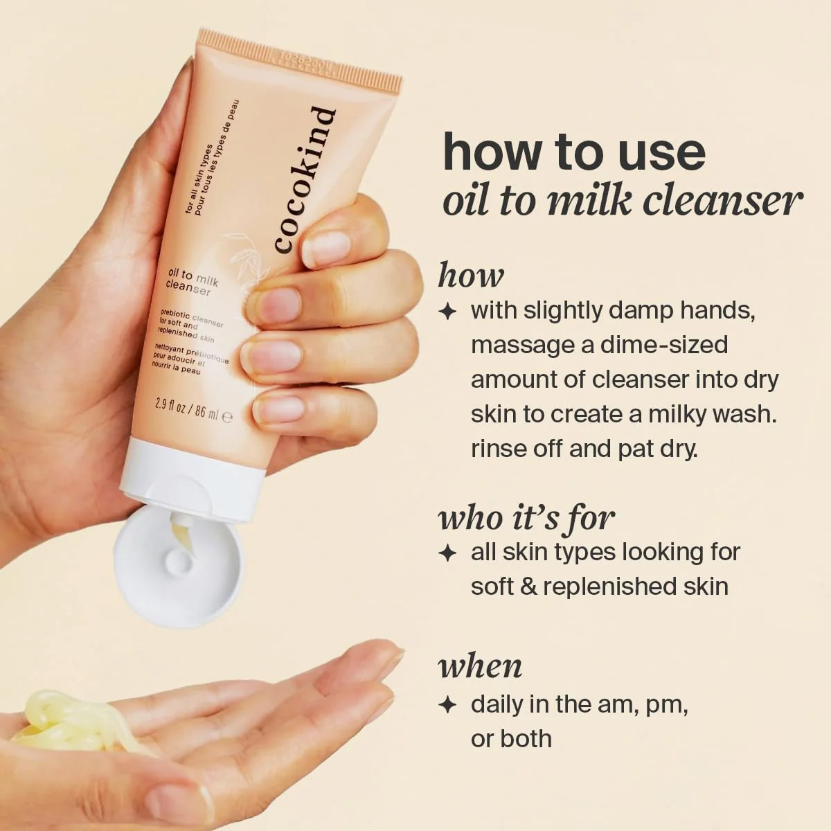 Cocokind Oil to Milk Face Wash, Oil Based Cleanser and Oil Makeup Remover - Cleansing Oil, Cleansing Milk and Cream Cleanser for Face - Image 6