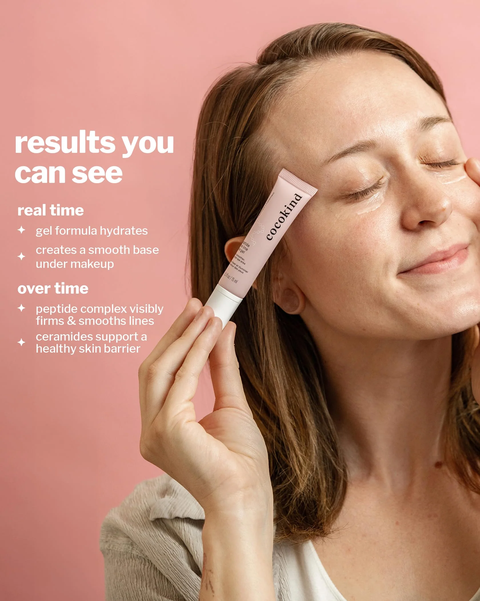 Cocokind Peptide Eye Gel, Lightweight and Hydrating Fine Line Treatment to Reduce Wrinkles, Made for Sensitive Skin, Fragrance Free, Cruelty Free, Vegan, .5oz - Image 2