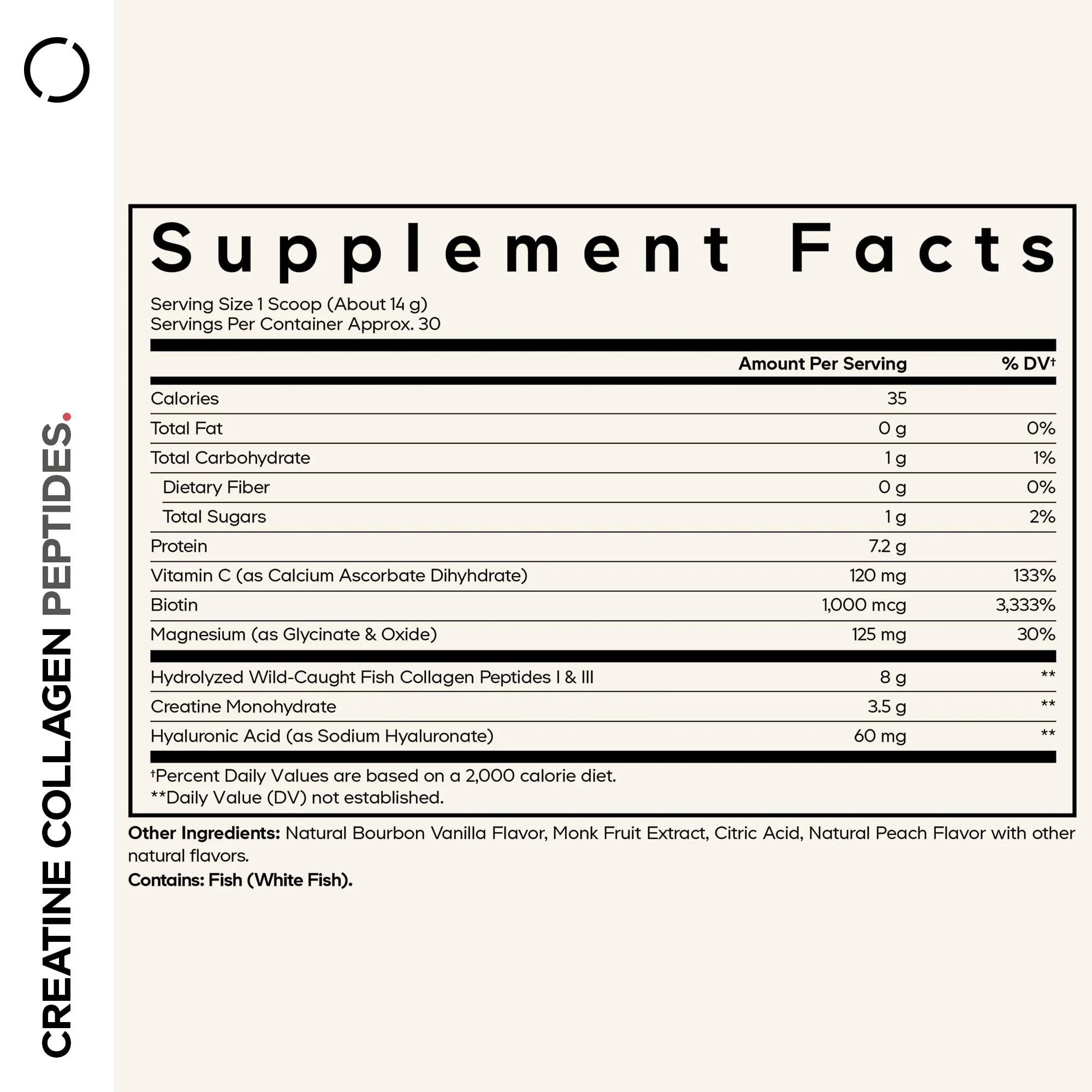 Codeage Creatine Collagen Peptides - Creatine Monohydrate Powder Supplement, Wild-Caught Marine Collagen, Biotin, Magnesium, Vitamin C, Hyaluronic Acid - Vanilla Flavored - Non-GMO - 15 Oz - Image 9