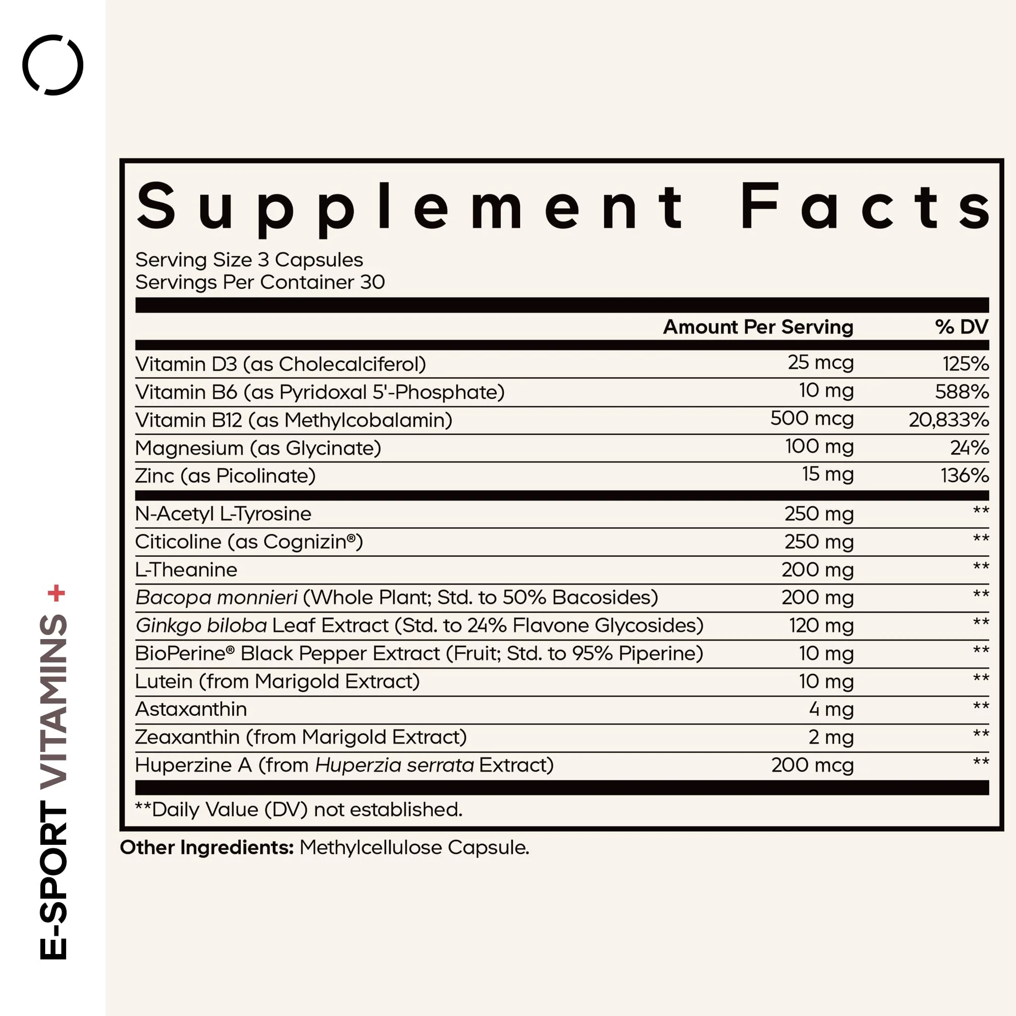 Codeage E-Sport Vitamins+ Citicoline Cognizin, Bacopa Monnieri Supplement, Multivitamins, Astaxanthin, L-Theanine, Ginkgo Biloba, Acetyl-L-Tyrosine, Huperzine A, Lutein, Esport Gaming - 90 Capsules - Image 9
