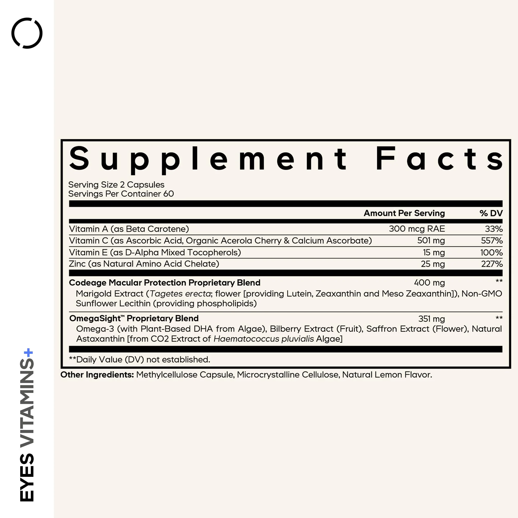 Codeage Eyes Vitamins - AREDS 2 Based Formula Supplement - 2-Month Supply - Vitamins A, C, E, Zinc, Lutein, Astaxanthin, Zeaxanthin, Eyebright, Marigold, Bilberry, Saffron, Omega-3-120 Capsules - Image 9