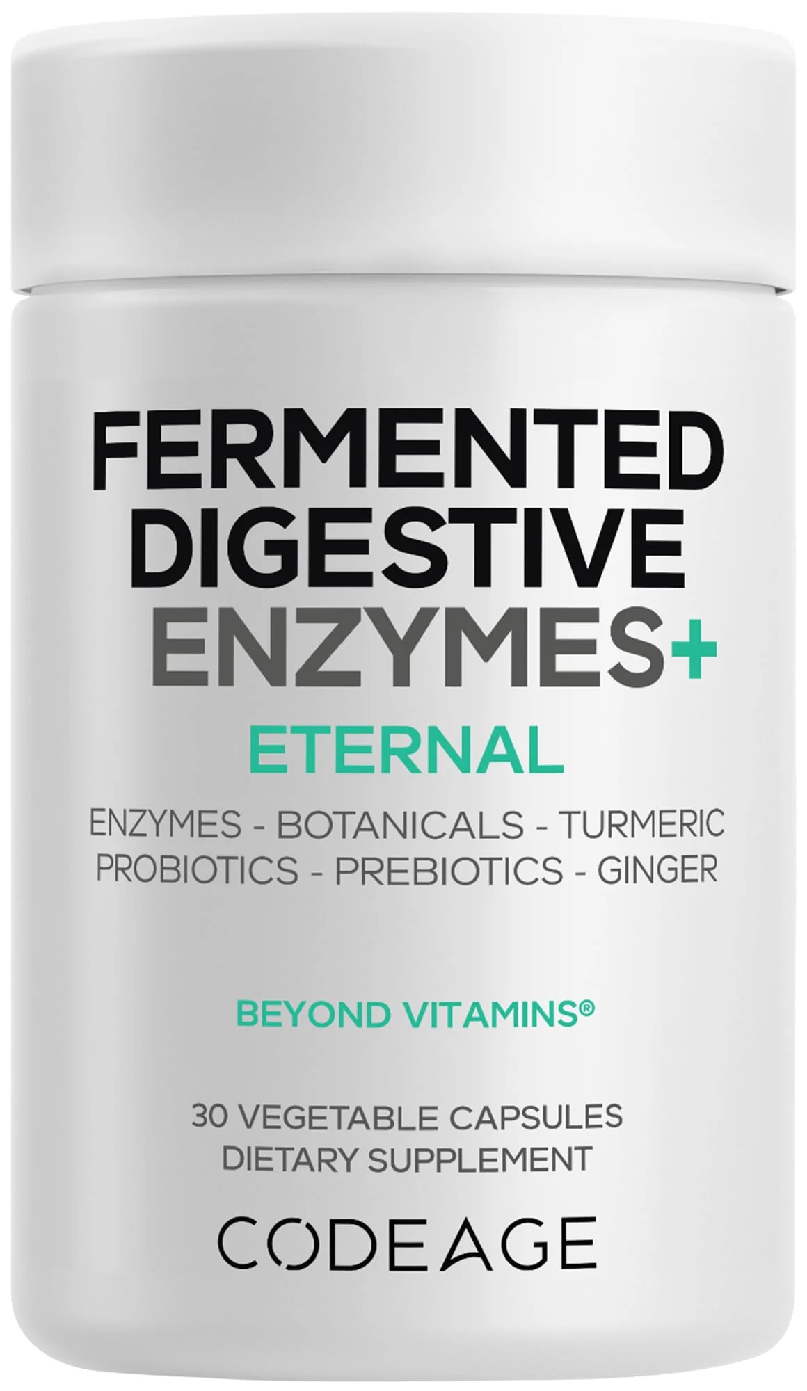 Codeage Fermented Digestive Enzymes Supplement - 14 Digestive Enzymes, Probiotics, Prebiotics, Fermented Botanicals, Plant-Based Multi Pancreatic Enzymes - 1 Capsule a Day - 30 Capsules