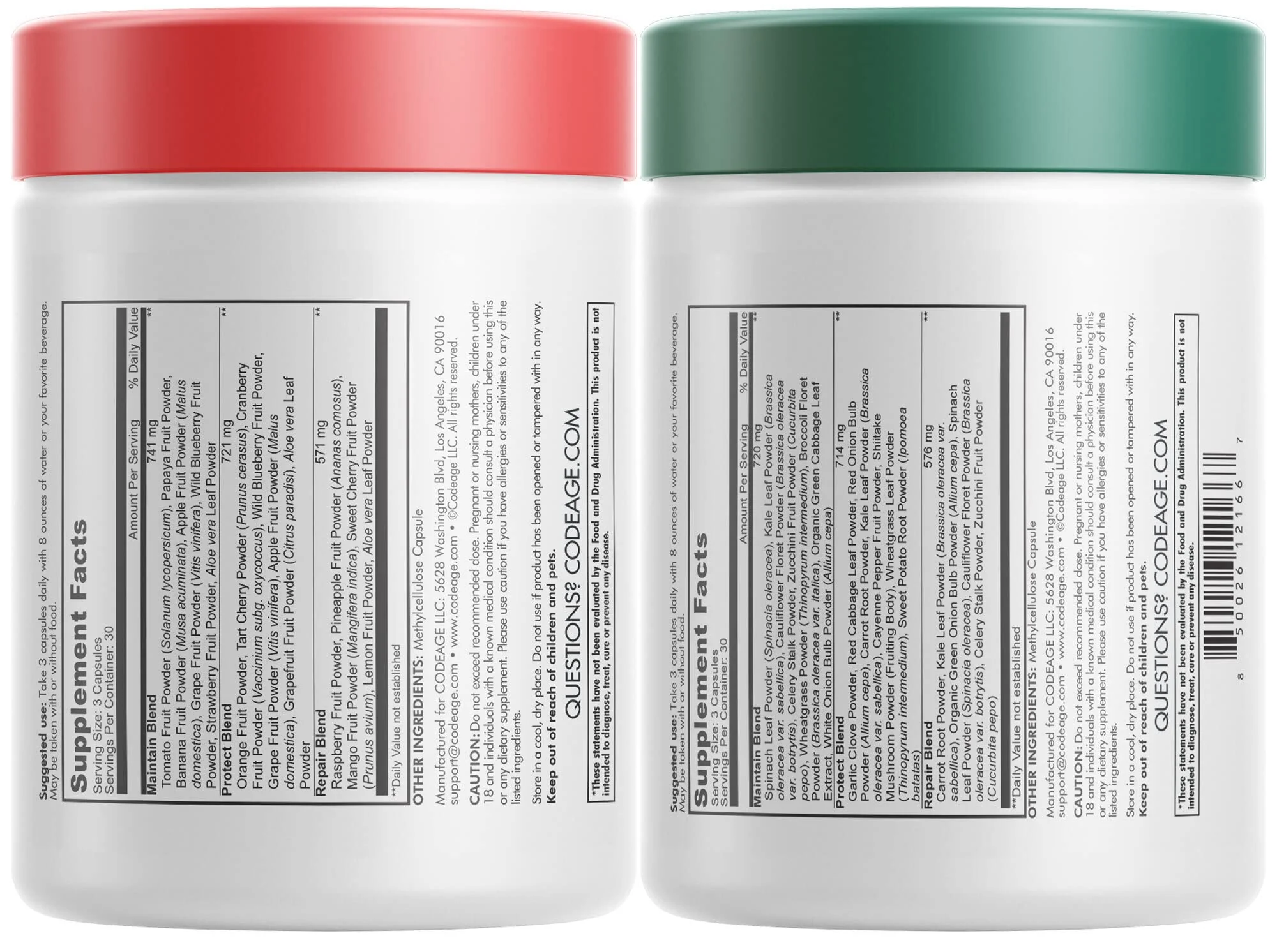 Codeage InstantFood Easy Veggies + Fast Fruits Bundle – Vegetable & Fruit Blend Capsule Supplement – Plant-Based Phytonutrient Formula – Vegan, Non-GMO – 180 Capsules - Image 9