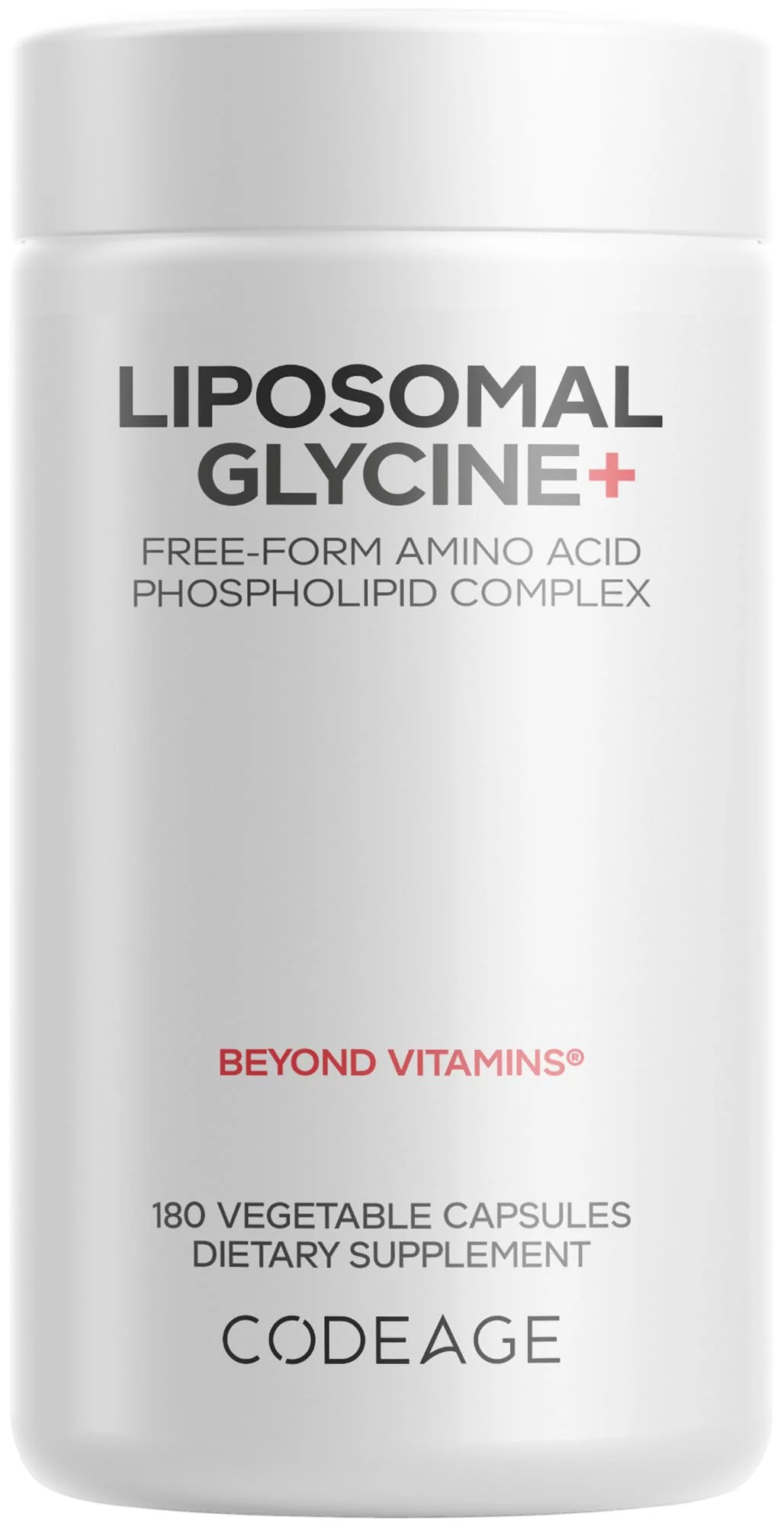 Codeage Liposomal Glycine+ Supplement - Free-Form Glycine 1,500 mg with Liposomal Delivery - 2-Month Supply - Amino Acid Capsules - Protein Support - Glycine Vitamins - 180 Capsules