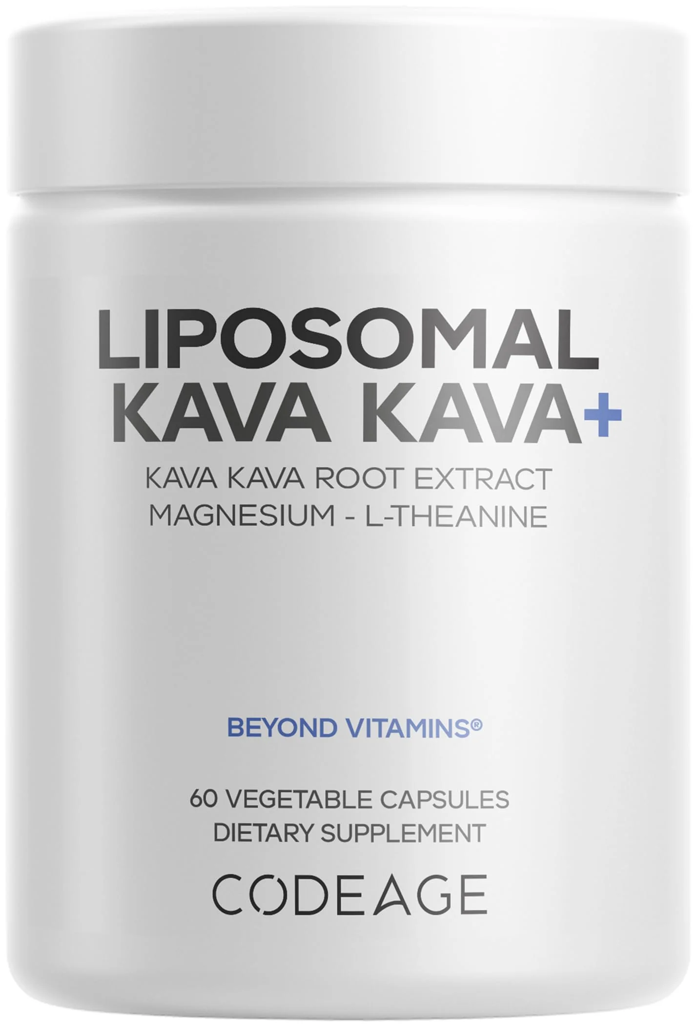 Codeage Liposomal Kava Kava+ Supplement - 500 mg 30% Kavalactones with Magnesium Glycinate - Magnesium Oxide - L-Theanine - Liposomal Delivery - Non-GMO - 60 Capsules