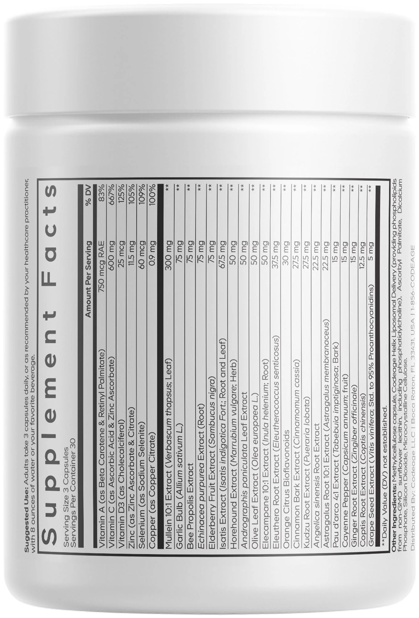 Codeage Liposomal Mullein Ultra Supplement - Mullein 10:1 Extract, Elderberry, Bee Propolis, Echinacea, Ginger Root, Andrographis, Kudzu, Vitamins, Elecampane, Eleuthero, Isatis, Non-GMO - 90 Capsules - Image 3