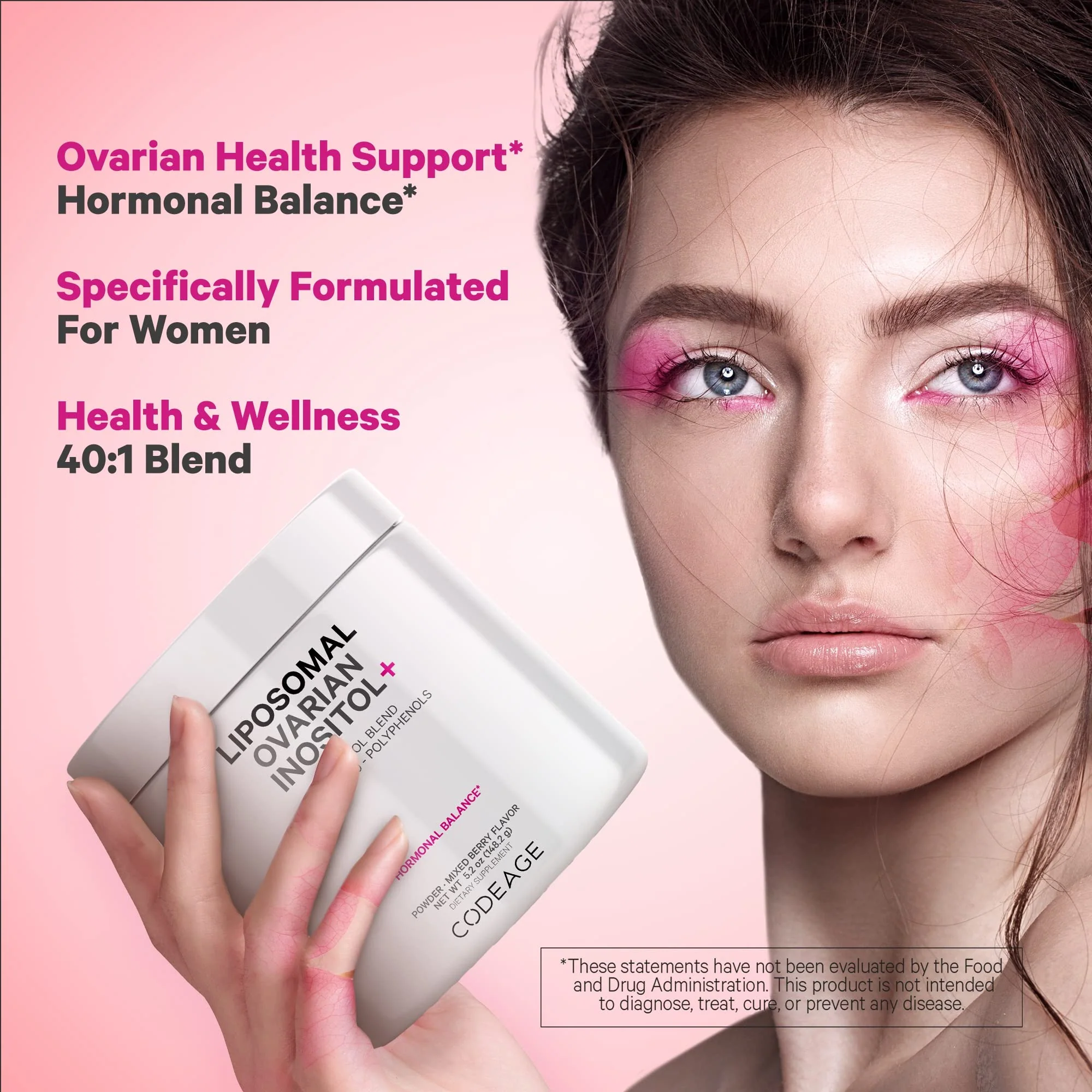 Codeage Liposomal Ovarian Inositol Powder - Myo-Inositol & D-Chiro-Inositol 40:1 Blend, Folate 5-MTHF, CoQ10, Pomegranate & Wild Blueberry - 2-Month Supply - Mixed Berry Flavor - Non-GMO, 60 Servings - Image 6