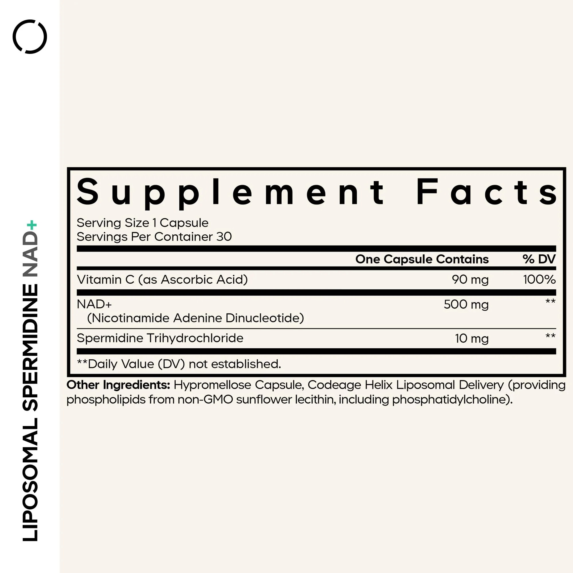 Codeage Liposomal Spermidine NAD+ Spermidine Supplement - 500 Mg NAD+ Vitamin C - Liposomal Delivery - Nicotinamide Adenine Dinucleotide Pills - 1 Capsule Per Serving - Vegan, Non-GMO - 30 Capsules - Image 9