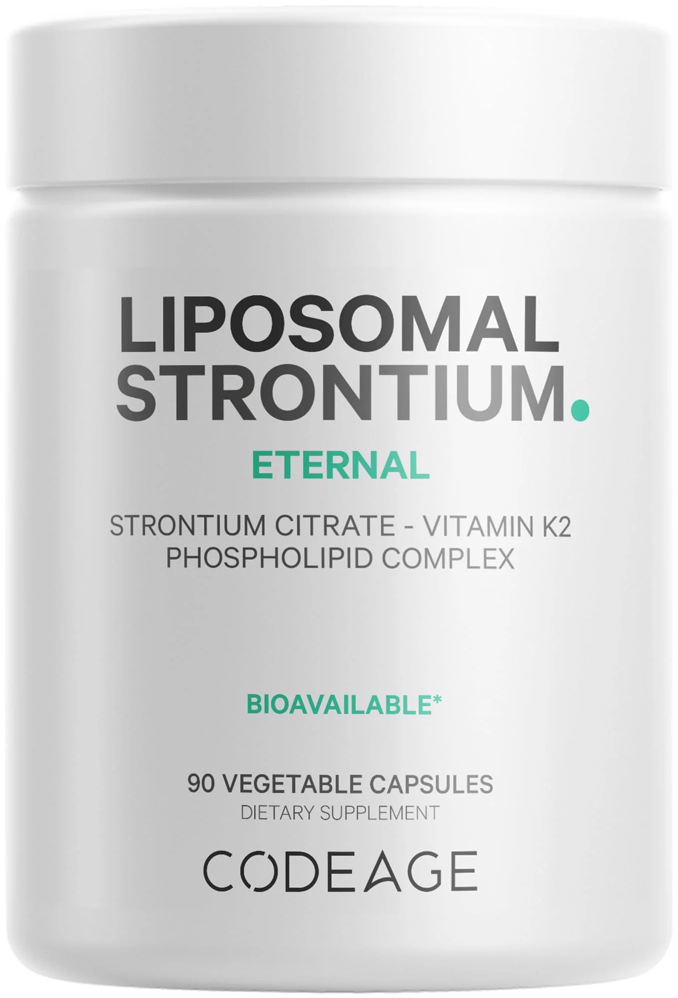 Codeage Liposomal Strontium Supplement - Strontium Citrate, Vitamin K2 MK-7, Liposomal Delivery, Non-GMO, Gluten-Free - 90 Capsules