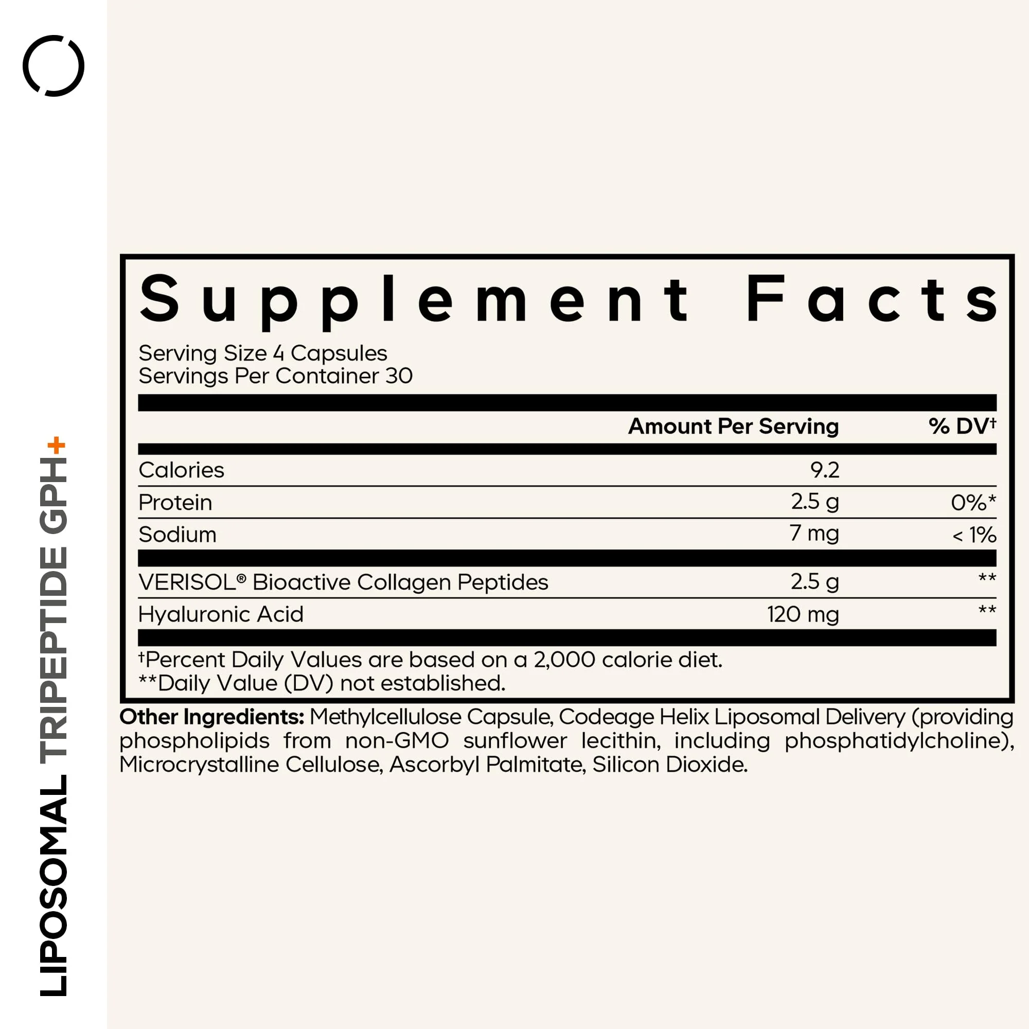 Codeage Liposomal Tripeptide GPH+ Supplement - Verisol Bioactive Beauty Collagen Peptides - Hyaluronic Acid - Skin Structure Support - GPH Tripeptide - Glycine–Proline–Hydroxyproline - 120 Capsules - Image 9