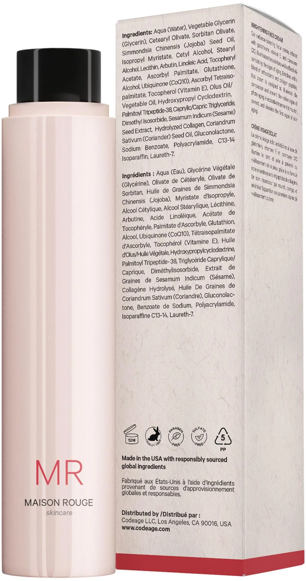 Codeage Maison Rouge Brightening Face Cream Refill Glutathione Cream, Collagen Peptides, Vitamin E, CoQ10 – Radiance & Antioxidant Complex – Paraben and Sulfates Free – Skin Care - 1.7 fl oz - Image 3
