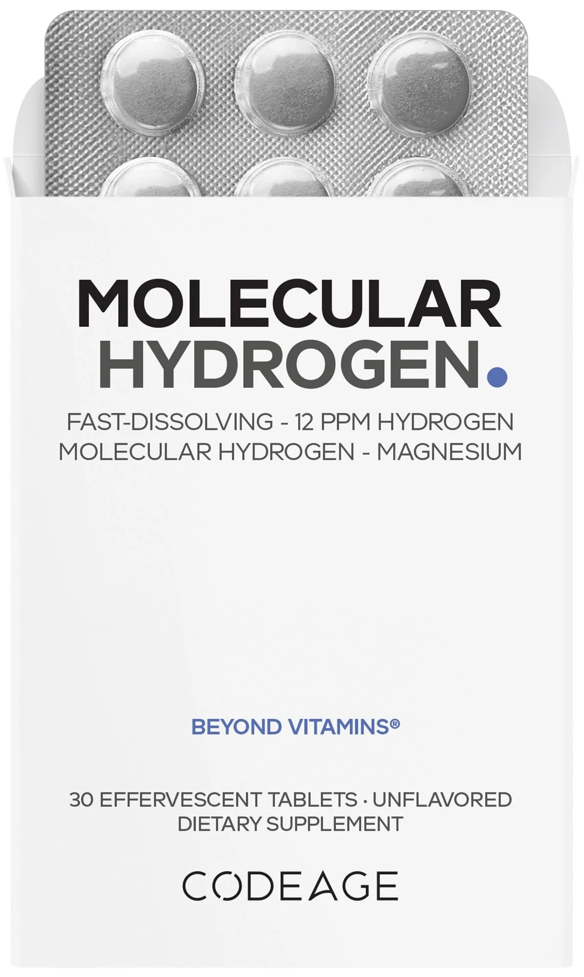 Codeage Molecular Hydrogen Supplement - Fast-Dissolving 12 PPM Hydrogen Water Tablets with Elemental Magnesium - Hydration Tablet Body Function - Unflavored, Vegan, Non-GMO, Gluten-Free - 30 Tablets - Image 2