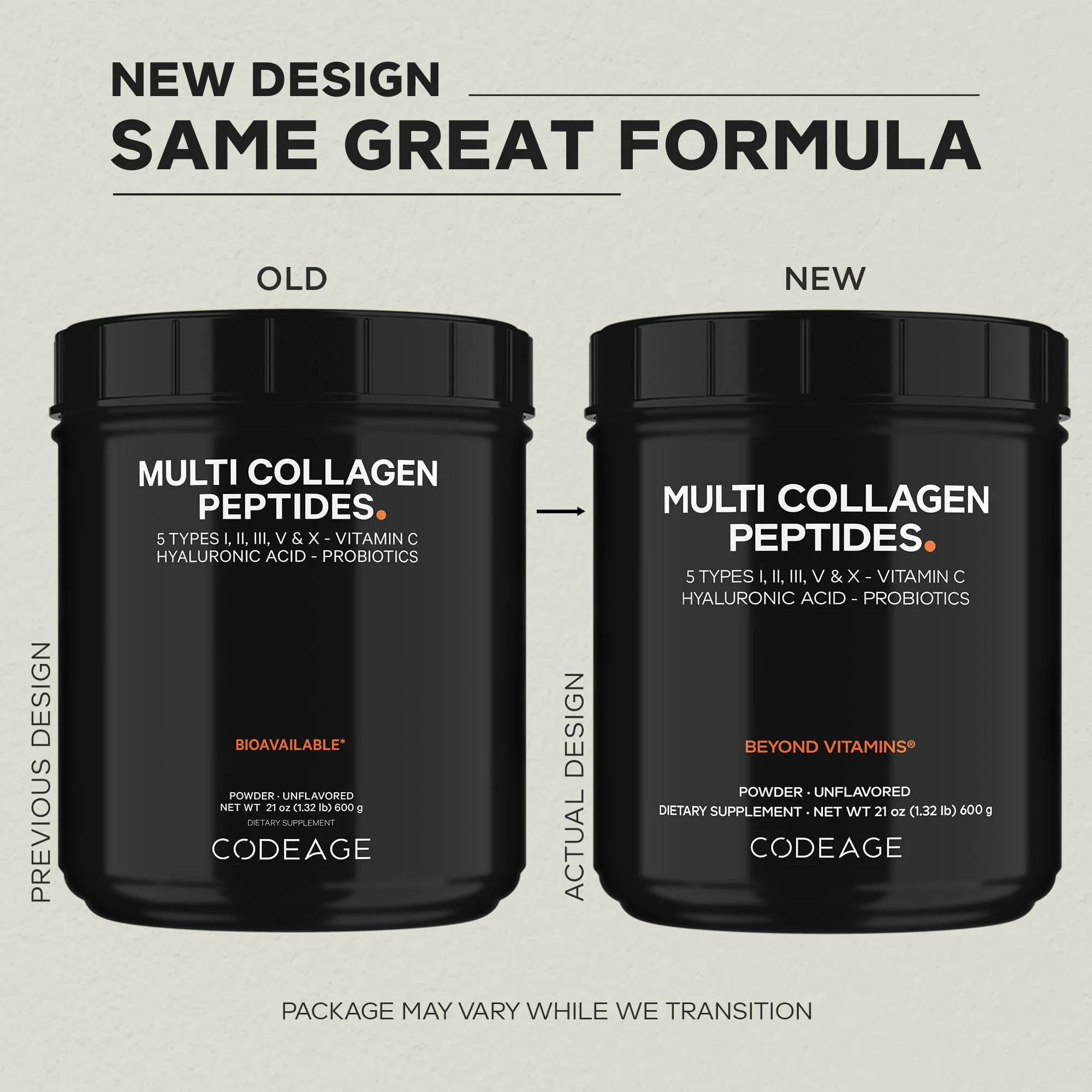 Codeage Multi Collagen Peptides + Probiotics Black Edition, Vitamin C, Hyaluronic Acid Powder Supplement, Grass-Fed, Pasture-Raised, Hydrolyzed, Zero Carbs, Type I, II, III, V & X, Unflavored, 21oz - Image 8
