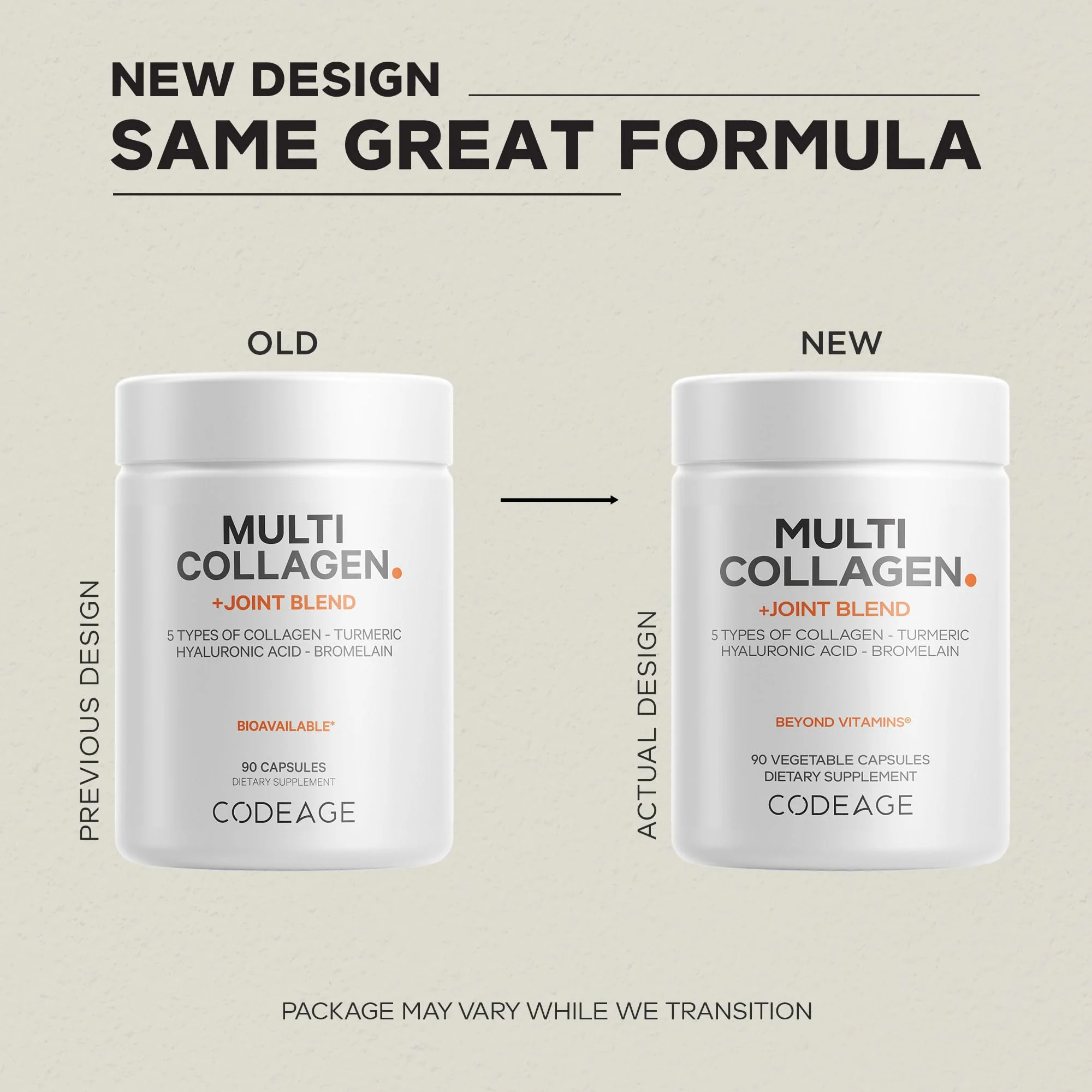 Codeage Multi Collagen Protein + Joint Blend Supplement, Hyaluronic Acid, Bromelain, Turmeric, Ginger, Boswellia, Astaxanthin - Hydrolyzed Bovine Collagen - 5 Collagen Types - Non-GMO - 90 Capsules - Image 8