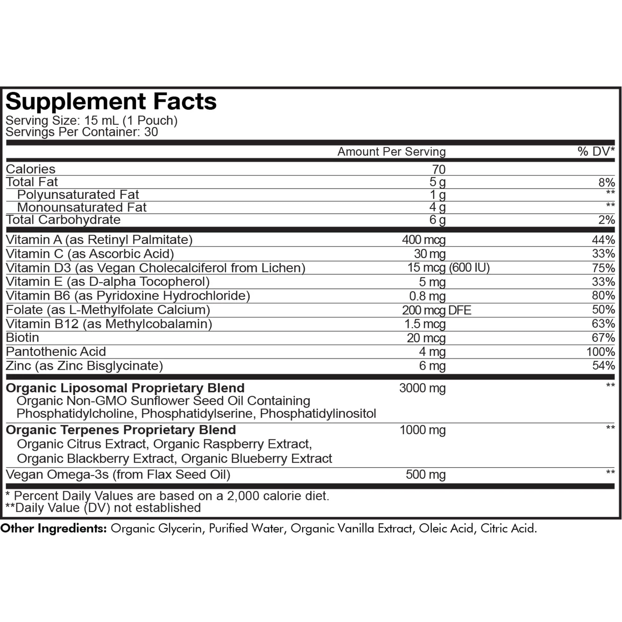 Codeage Multivitamins For Teens, Liquid Vitamin C for Teenagers, Vitamin A B6 B12 D3 E For Kids, Biotin Zinc Omega-3 Folate, Liposomal Vitamins Supplement, One Daily Sachet, Vegan, Non-GMO, 30 Pouches - Image 6