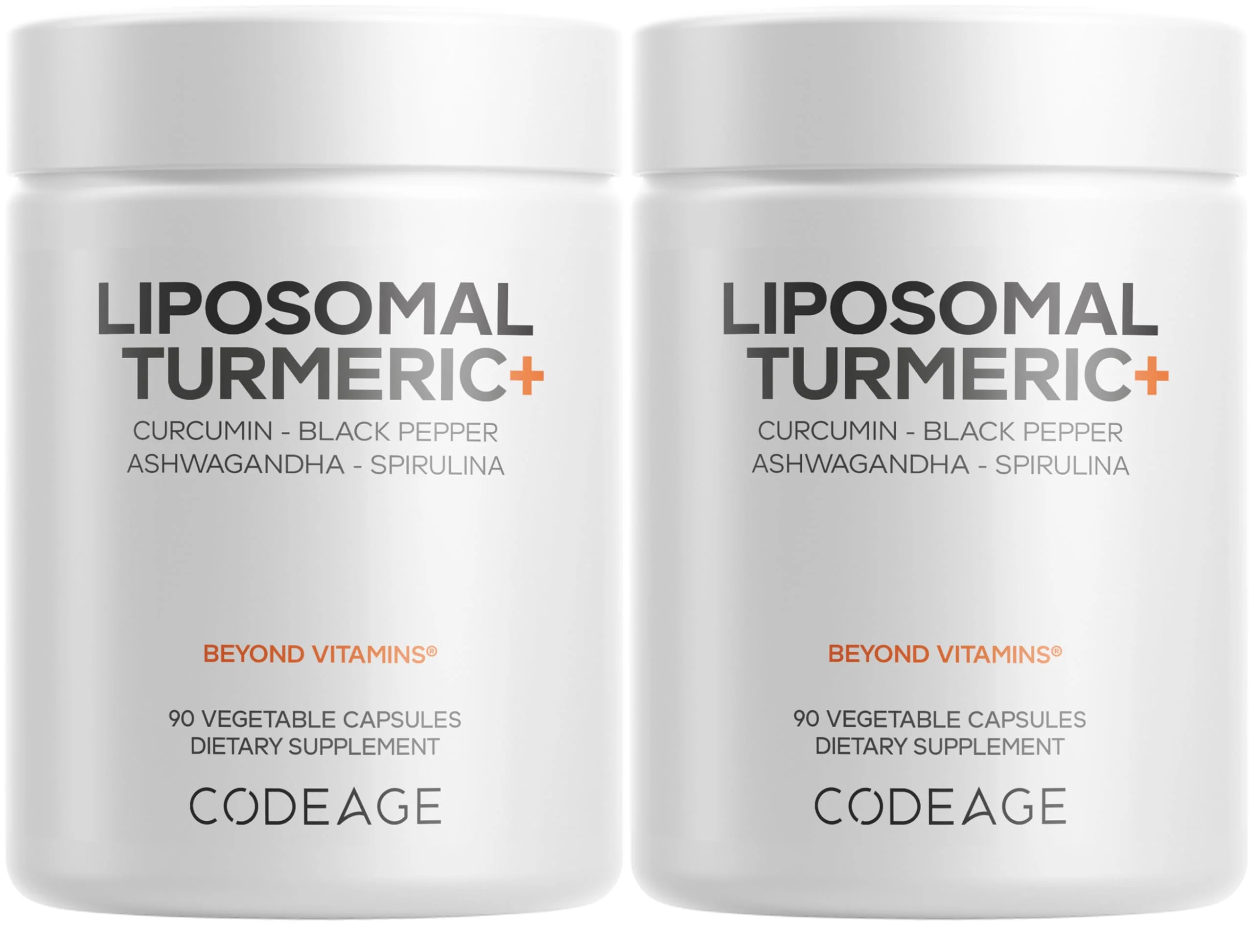 Codeage Organic Turmeric Supplement - 95% Curcumin Extract Pills - Liposomal Fermented Botanical Blend Black Pepper, Ashwagandha, Ginger, Stephania, Boswelia, Cumin, Digestive Bitters - 2 Pack