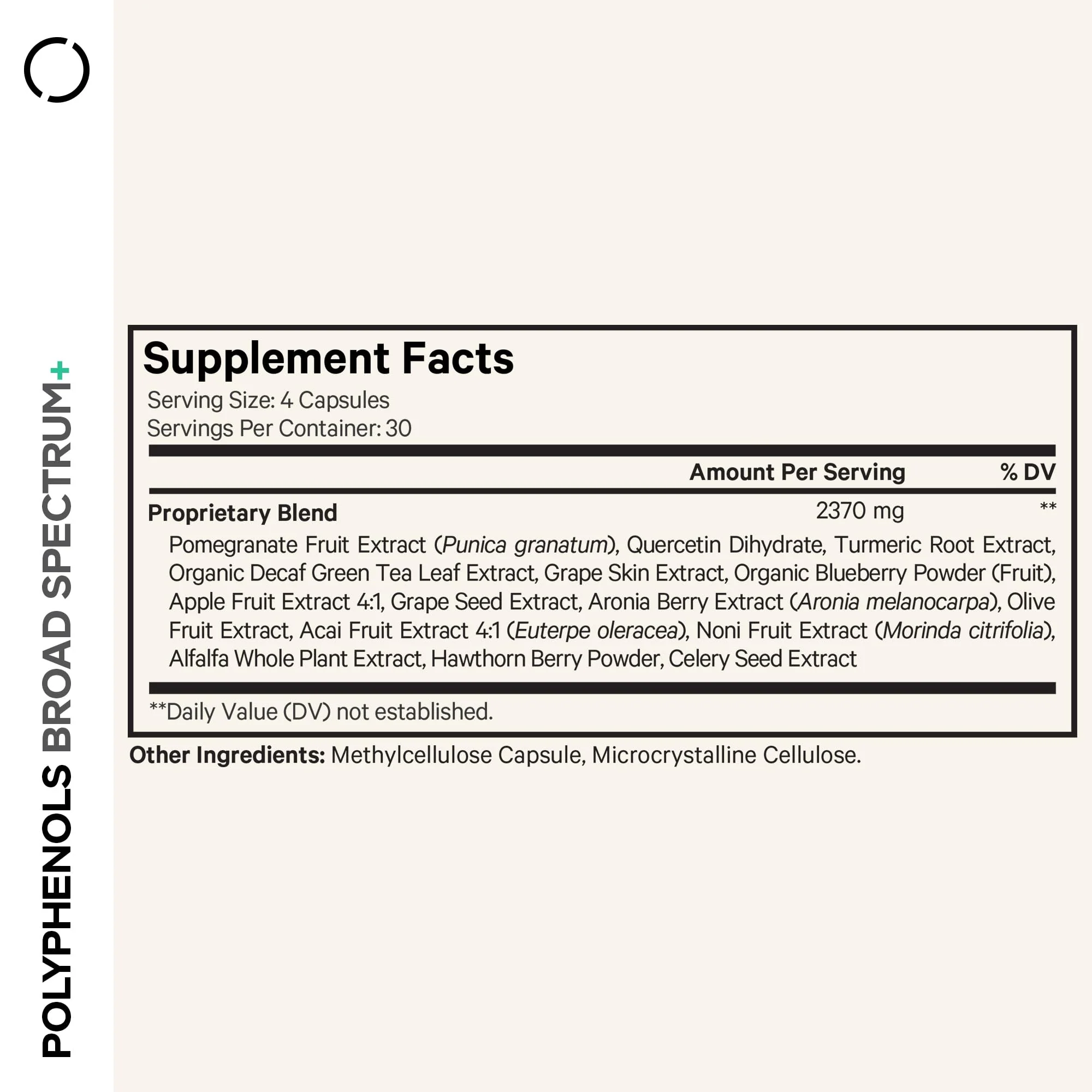 Codeage Polyphenols Broad Spectrum Supplement - Blend of 15 Berries, Fruits, and Botanical Extracts, Decaf Green Tea Leaf, Quercetin, Resveratrol, Pomegranate, Turmeric - Non-GMO - 120 Capsules - Image 9