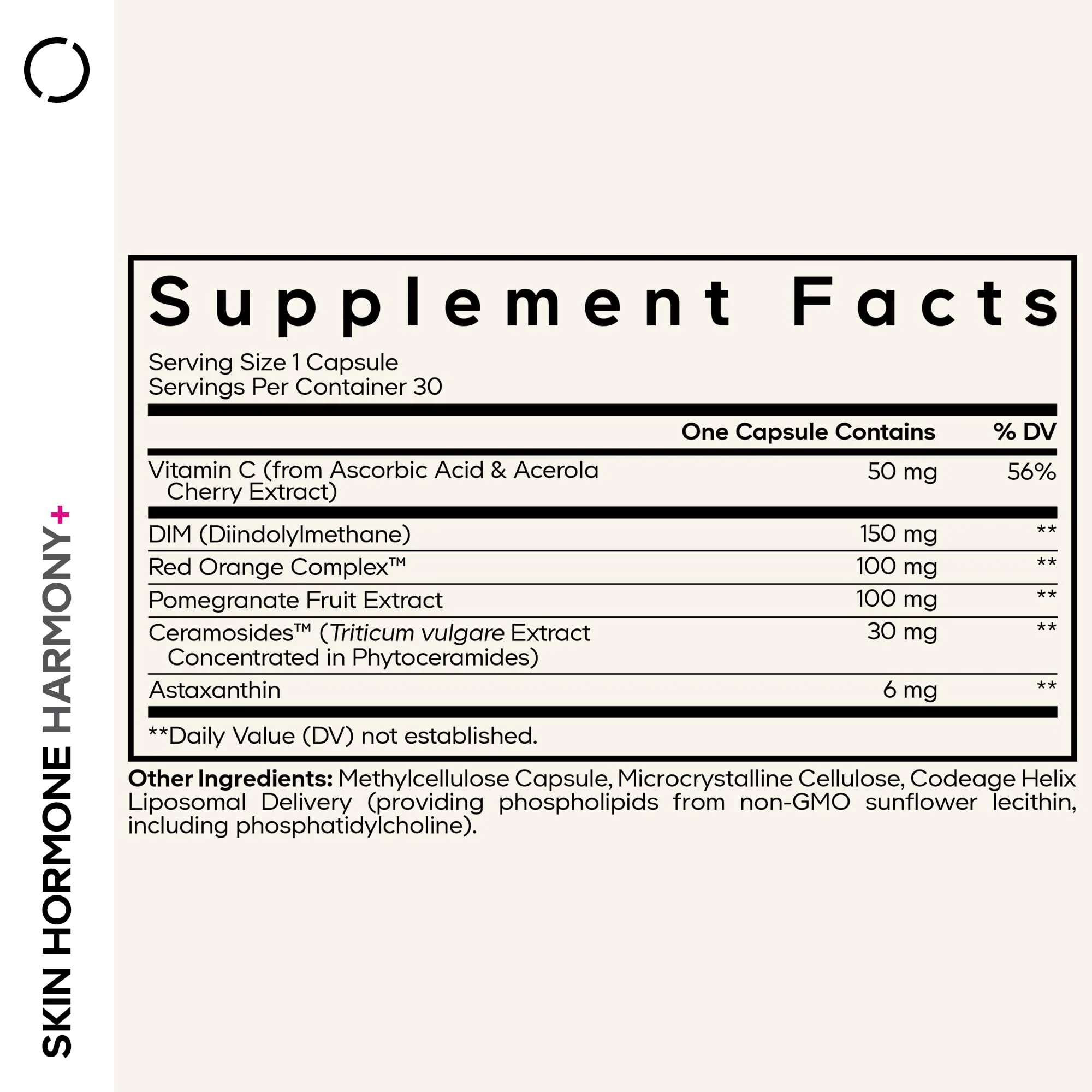 Codeage Skin Hormone Harmony+ Supplement – Skin Hair Support with Ceramosides, Red Orange Complex, Diindolylmethane, Astaxanthin, Vitamin C Ascorbic Acid, Liposomal Delivery – Non-GMO – 30 Capsules - Image 9