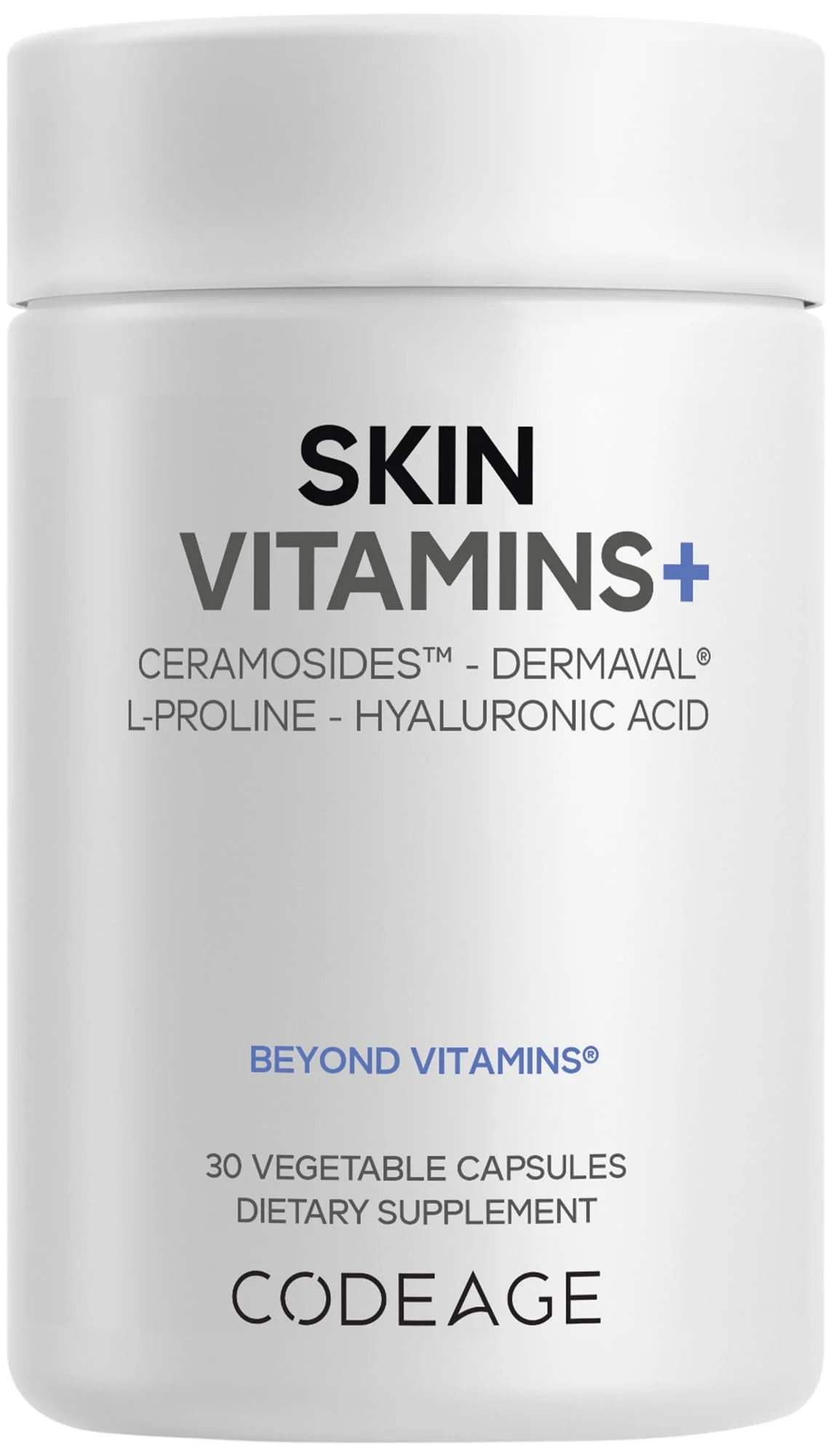 Codeage Skin Vitamins+ Supplement – Ceramosides, Dermaval, Hyaluronic Acid, Coffeeberry, Vitamin C – Skin Elasticity, Wrinkle & Moisture Support – Liposomal Delivery – Non-GMO, 30 Capsules