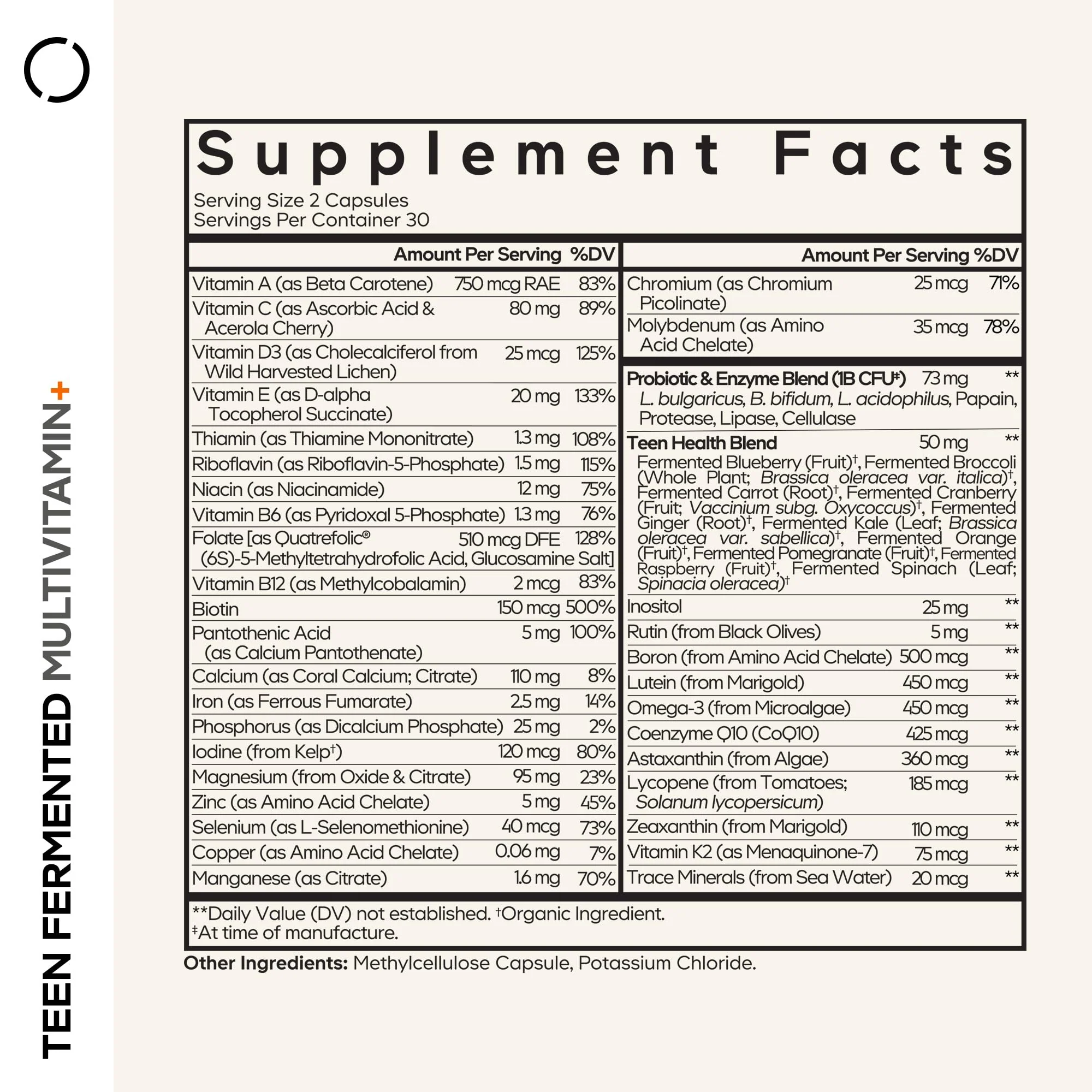 Codeage Teen Multivitamin Supplement – Daily Vitamins and Minerals for Teen Boys and Girls – Organic Whole Food Formula with Omega-3 and Vitamins A to K - 2 Pack - Image 9