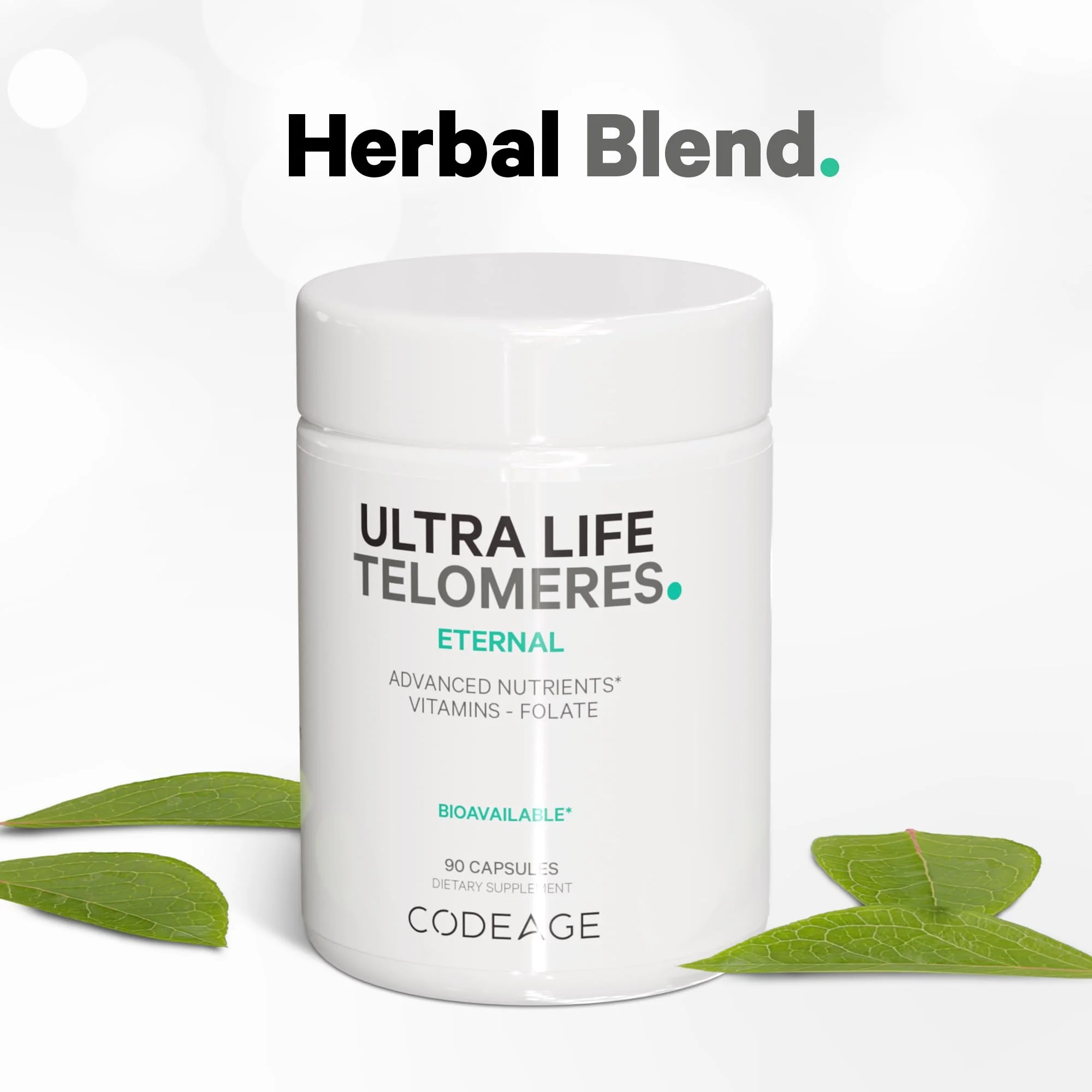 Codeage Ultra Life Telomeres Supplement - 5 MTHF Folate Vitamin B9, Vitamin B12 Methylcobalamin, Vitamin D3, L-Theanine, Ashwagandha - 3-Month Supply - DNA, Methylation Cycle - Non-GMO - 90 Capsules - Image 6