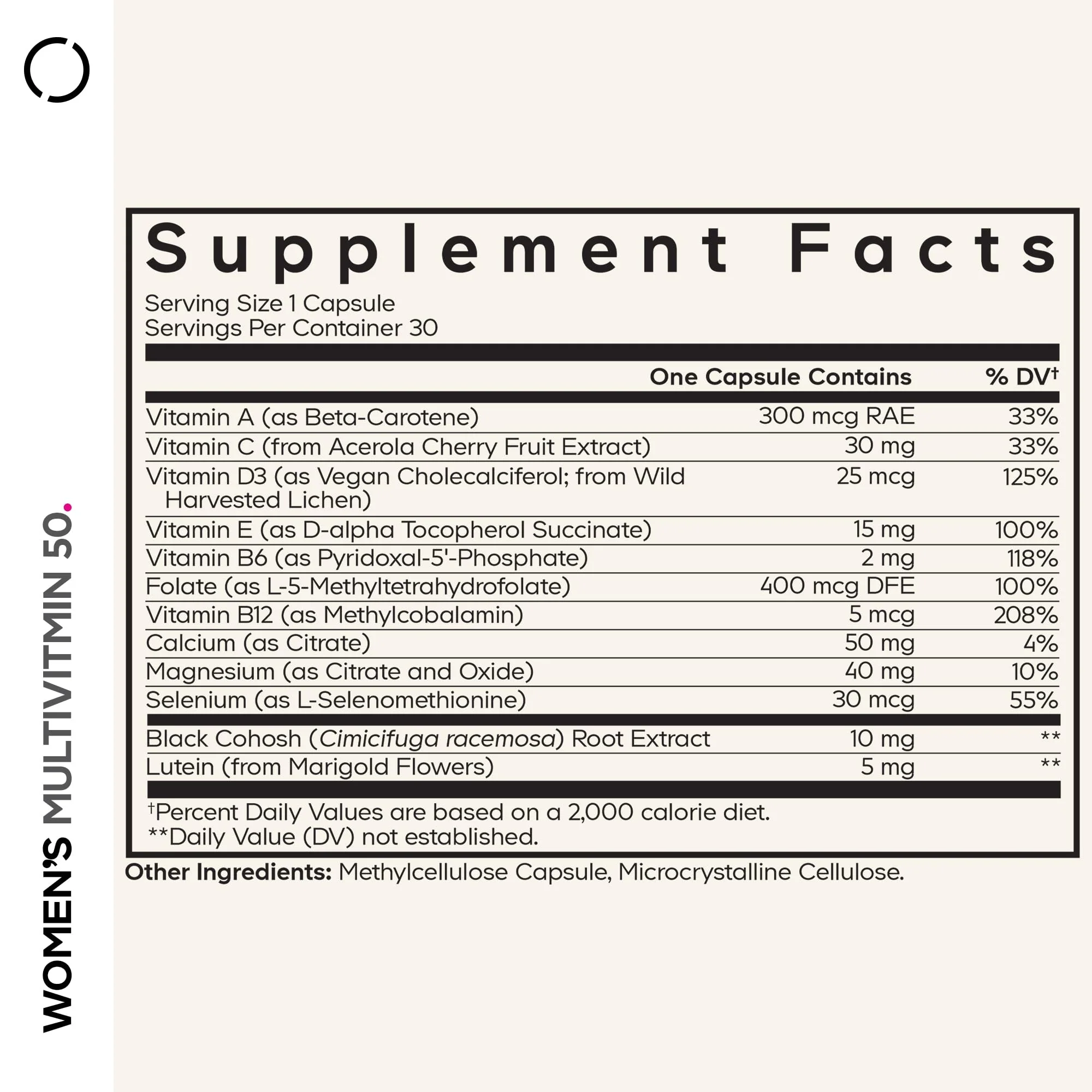 Codeage Women’s Multivitamin 50 - Essential Vitamins for Women Over 50, Methylated Folate, Magnesium, Selenium, Vitamin B6, B12, D3 Antioxidants - 1 Pill Per Serving - Gluten-Free - 30 Capsules - Image 9