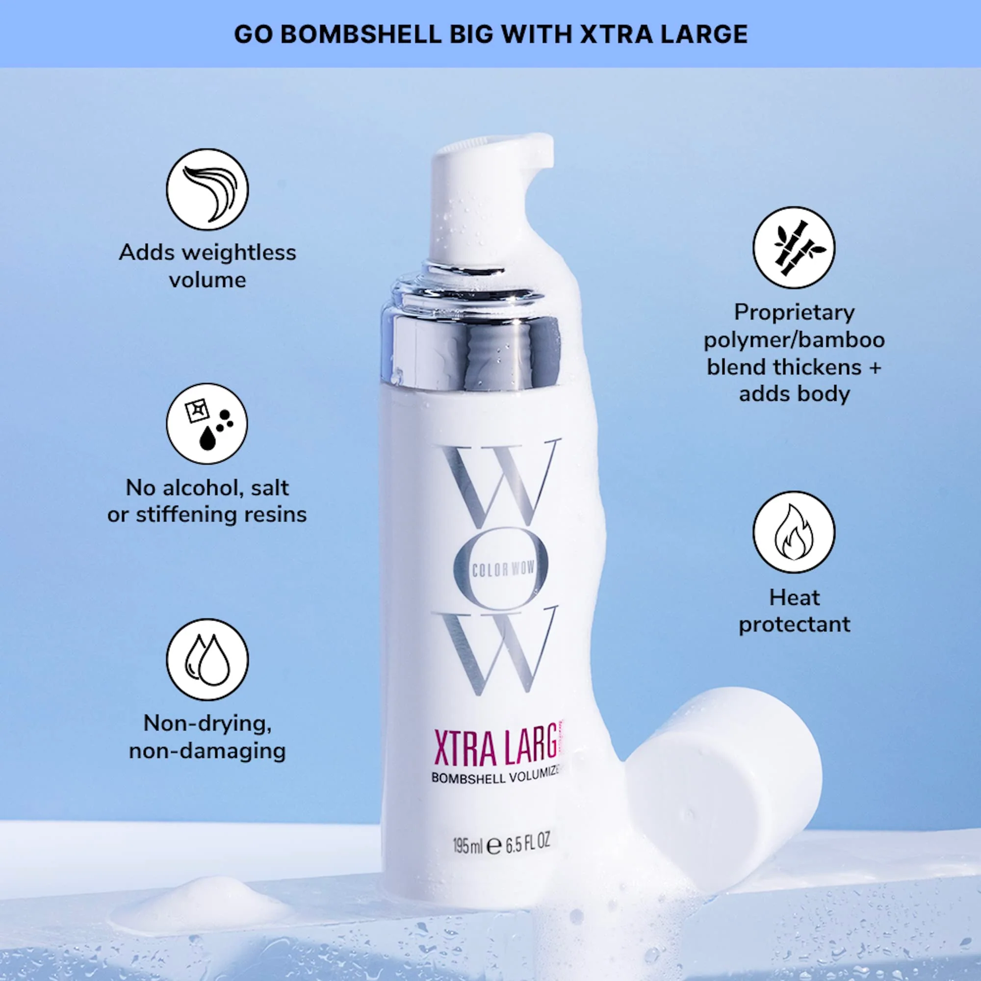 COLOR WOW Long-Lasting Blowout Bundle- Blowouts that last for days| Go big with XTRA LARGE Volumizer and go frizz-free with DREAM COAT anti-frizz spray| heat protection - Image 2