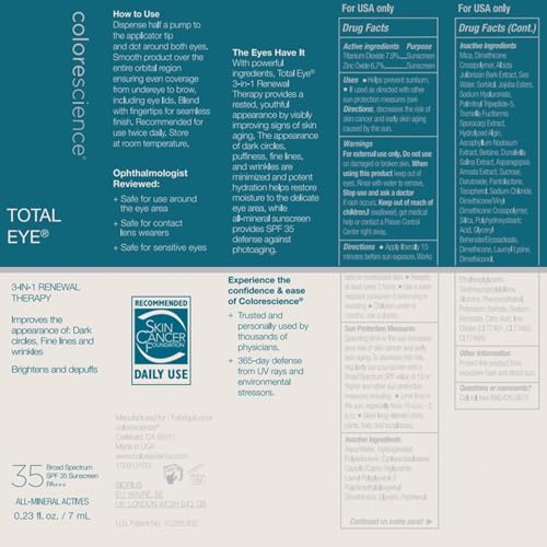 Colorescience Total Eye 3-in-1 Anti-Aging Renewal Therapy for Wrinkles & Dark Circles, SPF 35, Tan - Image 4