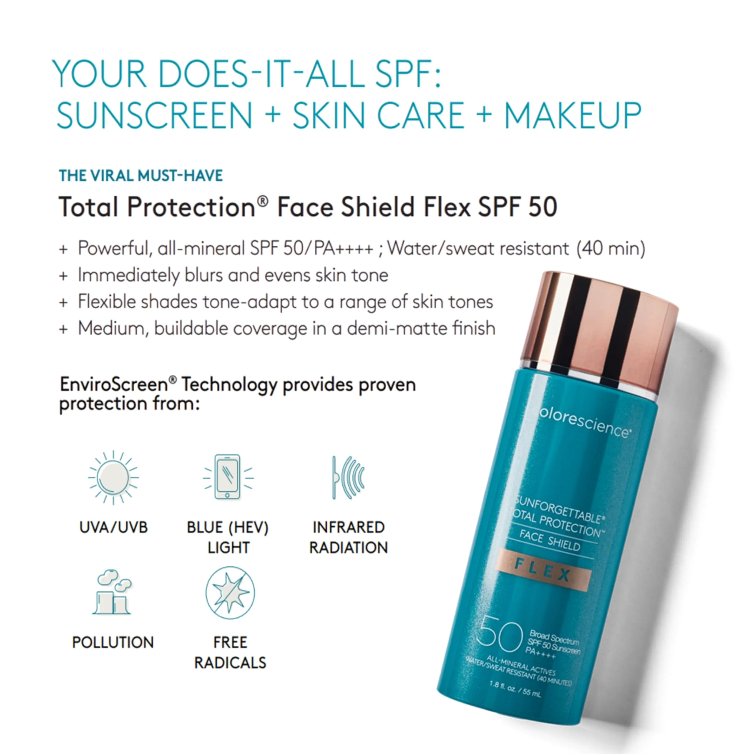 Colorescience Total Protection Face Shield Flex SPF 50, Zinc Oxide Formula, Fair, 1.8 fl. oz (Pack of 1) - Image 12