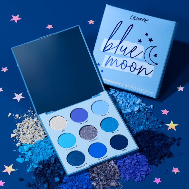 ColourPop Blue Moon Eyeshadow Palette - Monochromatic Blue Shadow Palette with Matte, Metallic and Duochrome Finishes - High-Pigment Eye Makeup with a Long-Wearing Formula (0.3 oz) - Image 3