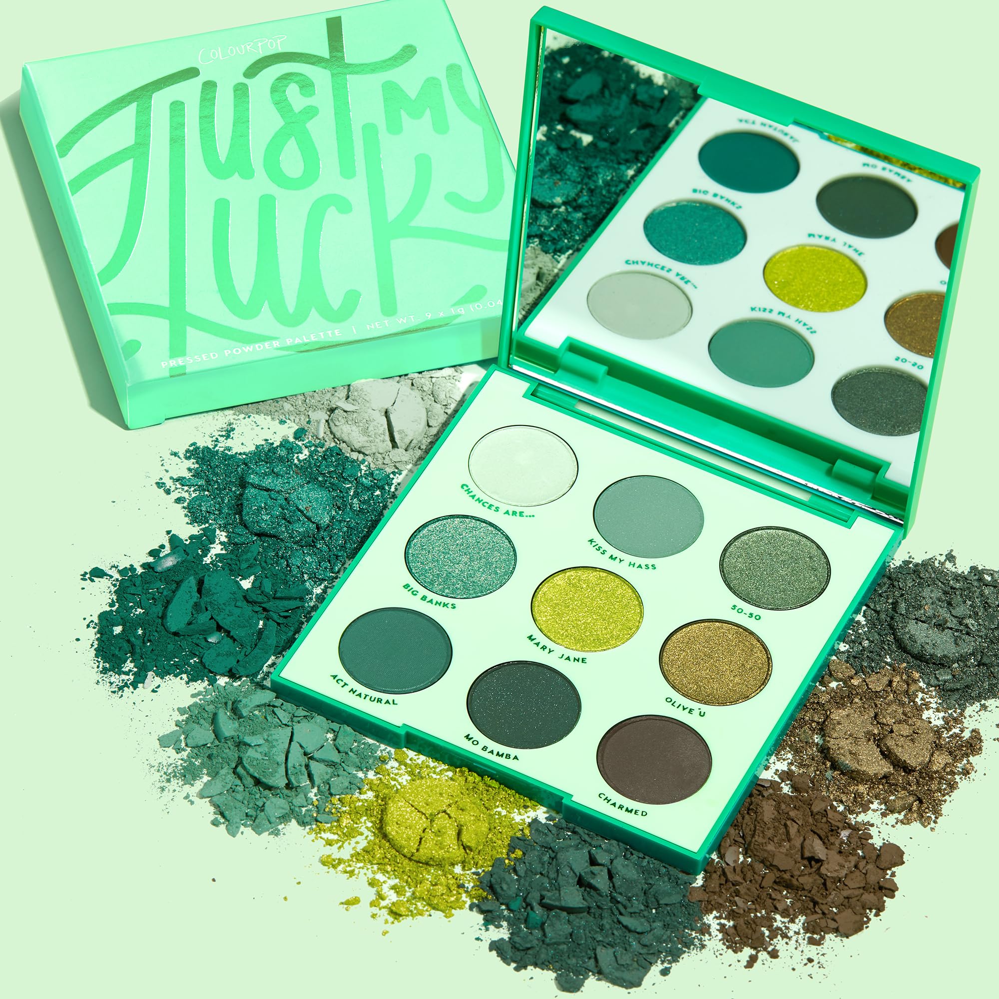 ColourPop Just My Luck Green Eyeshadow Palette - Green & Neutral Eyeshadow Palette with Matte & Metallic Finishes - High-Pigment Eye Makeup with a Long-Wearing Formula (0.3 oz) - Image 6