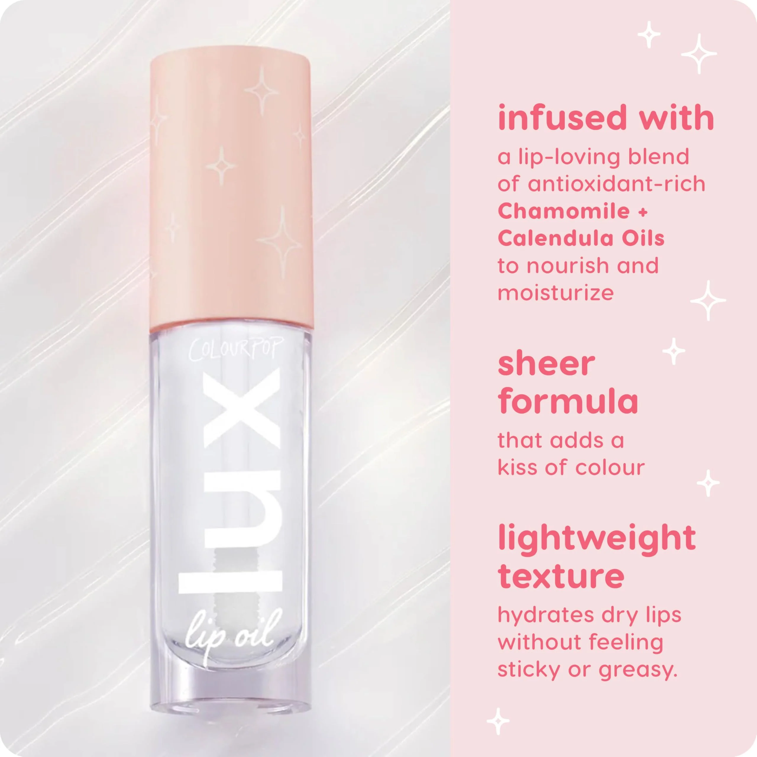 ColourPop Lux Lip Oil - Hydrating, Sheer Tinted Lip Oil Formulated with Antioxidant-Rich Chamomile Extract & Calendula Oil - Non-Greasy, Nourishing Clear Oil - Dew Drop (0.16 oz) - Image 3