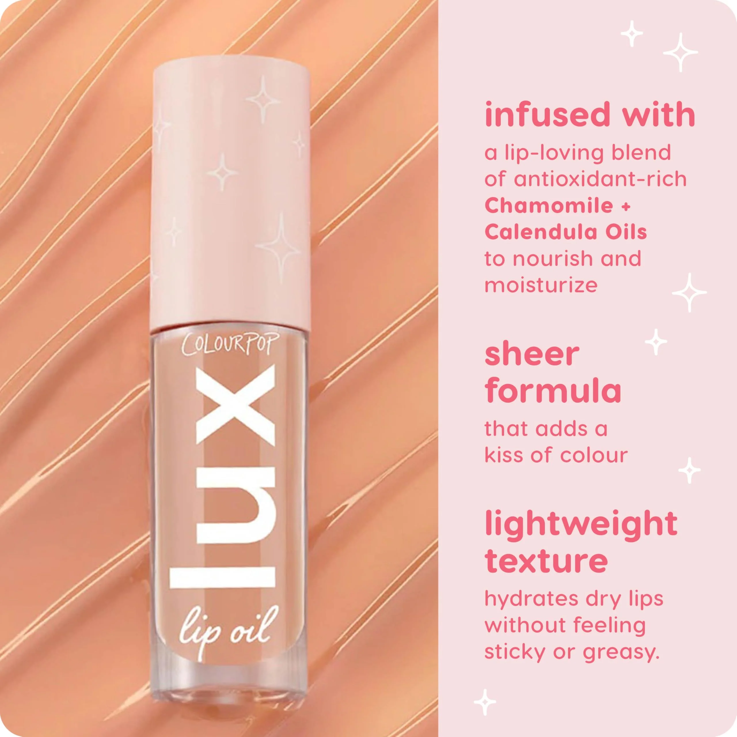 ColourPop Lux Lip Oil - Hydrating, Sheer Tinted Lip Oil Formulated with Antioxidant-Rich Chamomile Extract & Calendula Oil - Non-Greasy, Nourishing Soft-Warm Nude Lip - Skinny Dip (0.16 oz) - Image 3