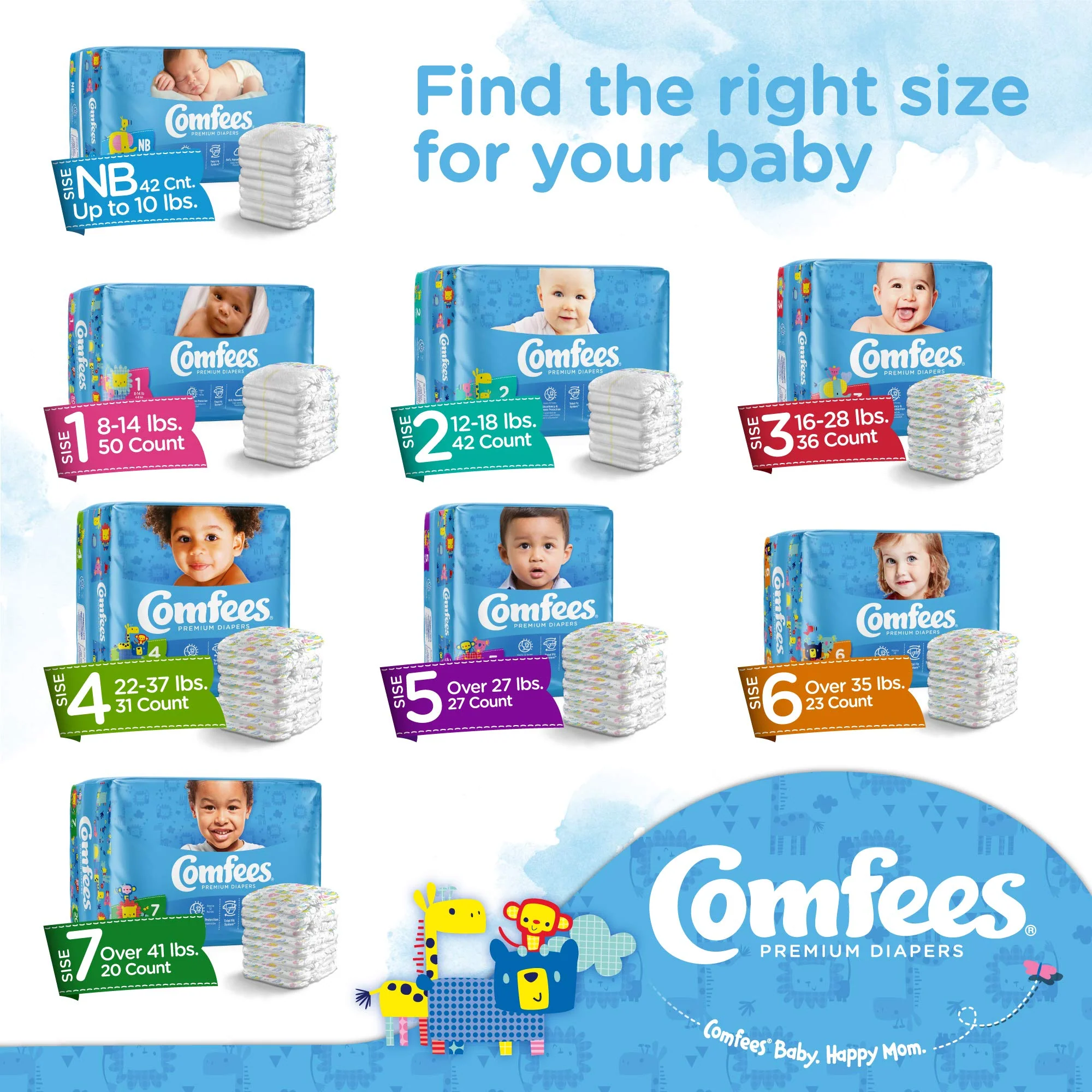 Comfees Premium Baby Diapers with Total Fit System for Boys & Girls, Size 7, 80Count - Image 2