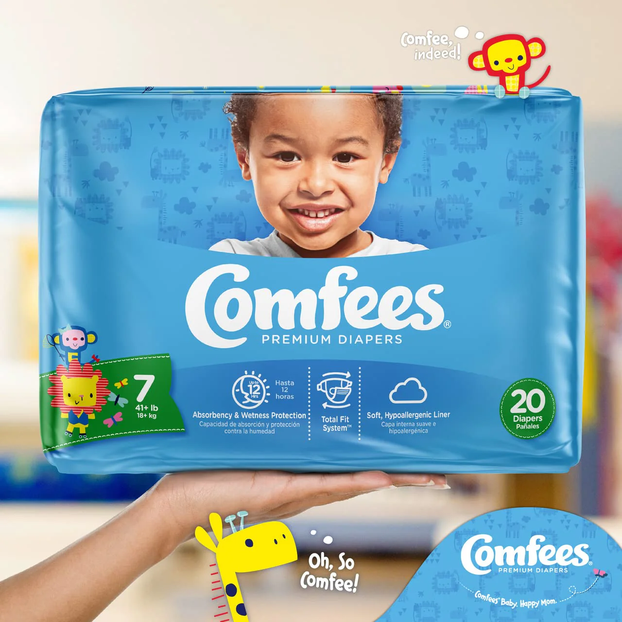 Comfees Premium Baby Diapers with Total Fit System for Boys & Girls, Size 7, 80Count - Image 7