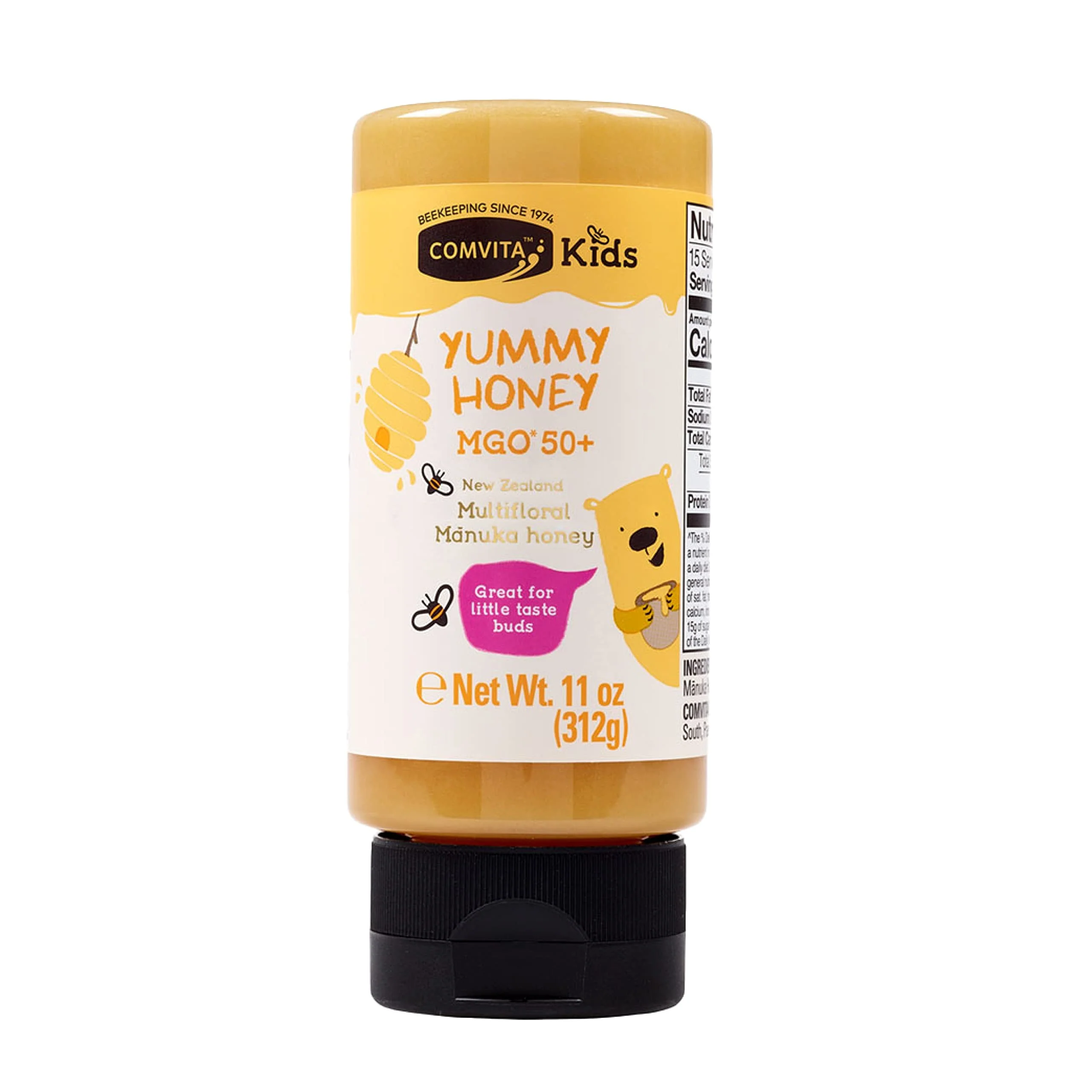 Comvita Kids Yummy Manuka Honey No-Mess Squeeze Bottle (MGO 50+) | New Zealand's #1 Premium, Wild, Authentic Manuka Brand | Multifloral, Non-GMO Superfood for Daily Wellness | 11 oz