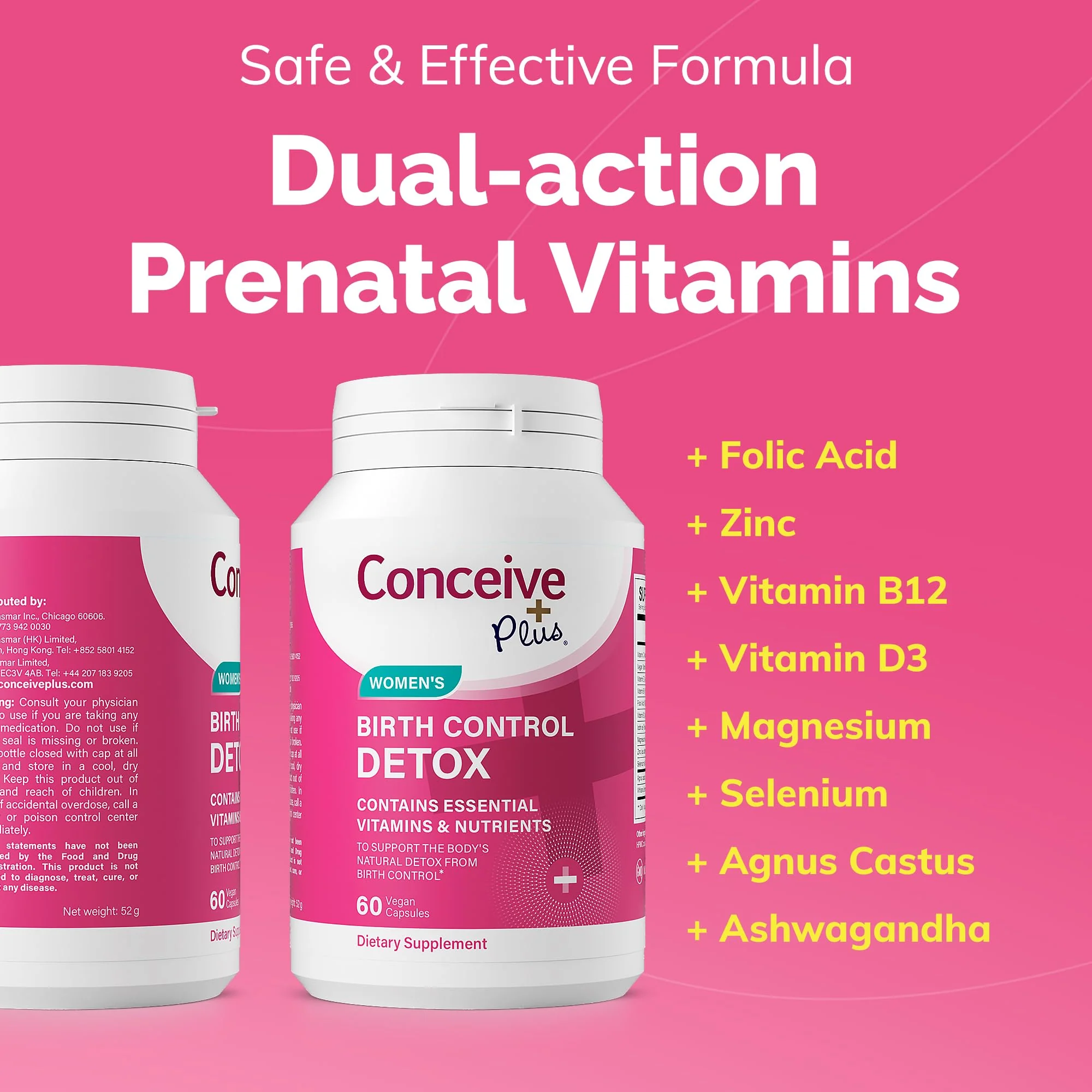 CONCEIVE PLUS Fertility Detox After Birth Control - Prenatal Vitamins for Women Trying to Conceive, Antioxidants, Folic Acid, 60 Capsules, 30 Day Program - Image 5