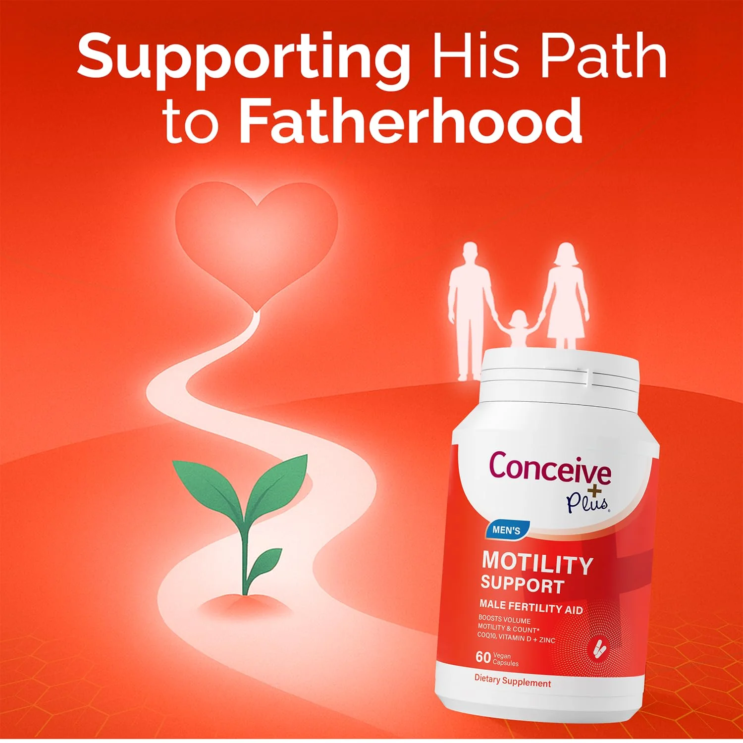 CONCEIVE PLUS Motility Support for Men | Boost Sperm Volume & Count | Spermidine Supplements with Vitamin D, E, Zinc, Antioxidants – Multivitamin Fertility Supplements for Men, 60 Caps - Image 3