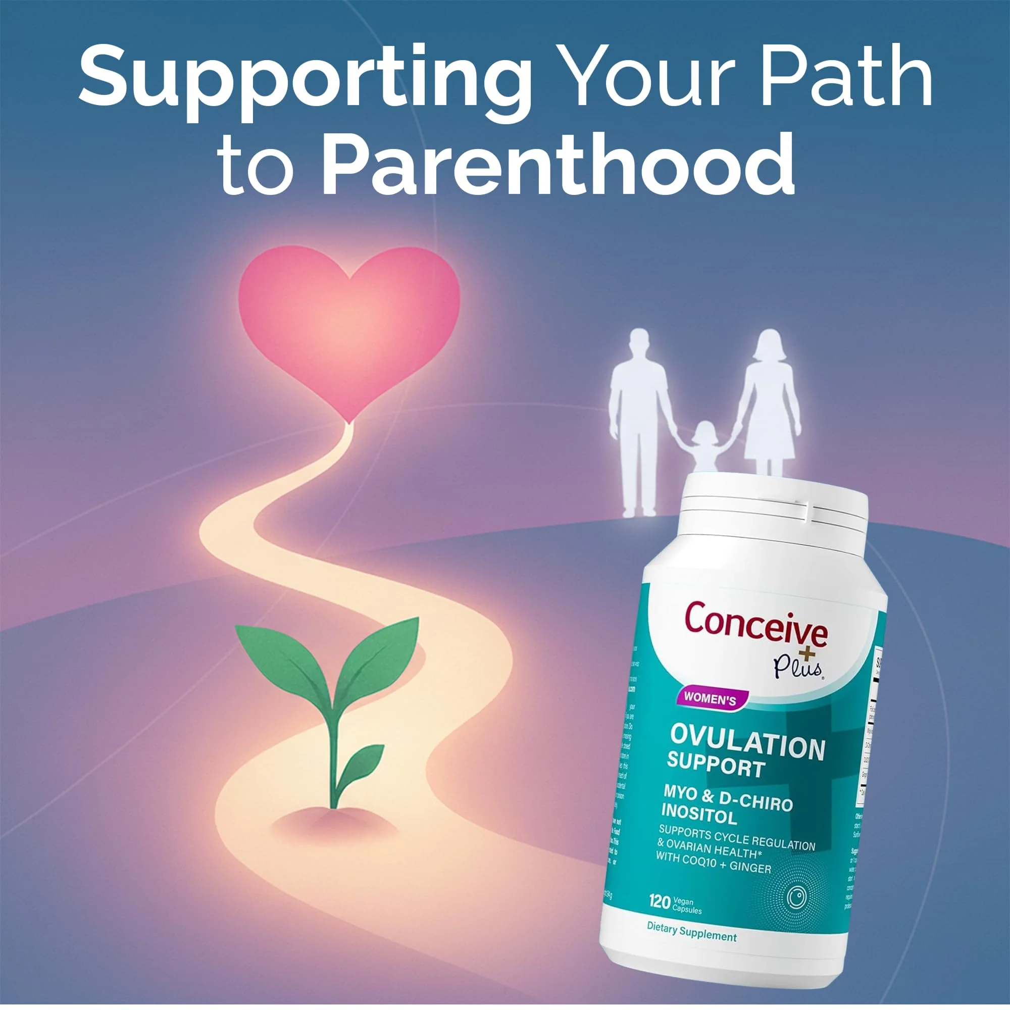 CONCEIVE PLUS Ovulation Support | Myo-Inositol & D-Chiro Inositol for Women Fertility | PCOS Supplements for Reproductive Health Hormone Balance for Women | COQ10, Folic Acid, Ginger | 30 Day Supply - Image 3