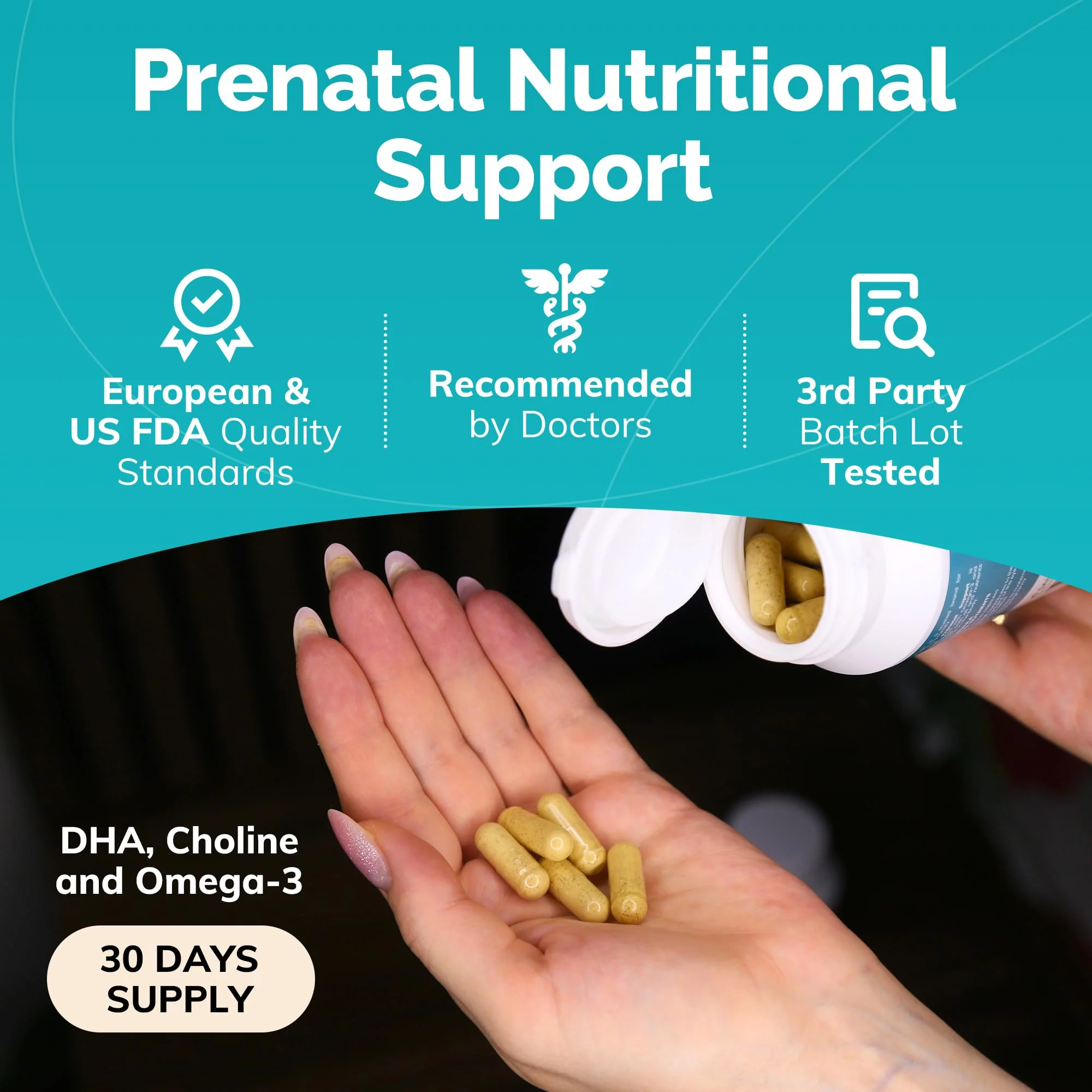 Conceive Plus Prenatal Vitamins for Women Supplement - Multivitamin With Folic Acid for Pregnancy Vegan, Choline, Iron - Pre Natal Vitamins DHA, Non GMO - Maternity Vitamin for Brain & Eye 60 Capsules - Image 7