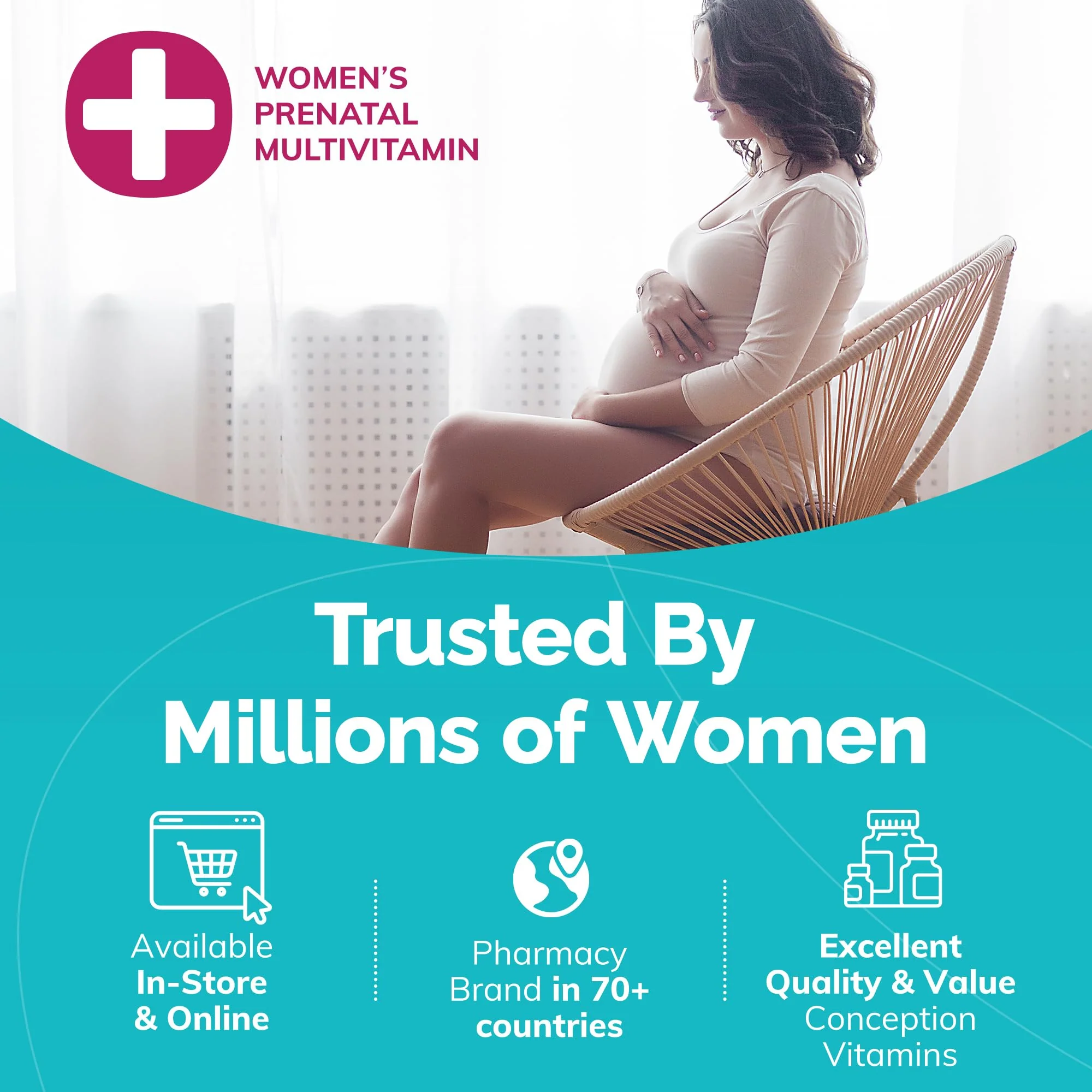 Conceive Plus Prenatal Vitamins for Women Supplement - Multivitamin With Folic Acid for Pregnancy Vegan, Choline, Iron - Pre Natal Vitamins DHA, Non GMO - Maternity Vitamin for Brain & Eye 60 Capsules - Image 9