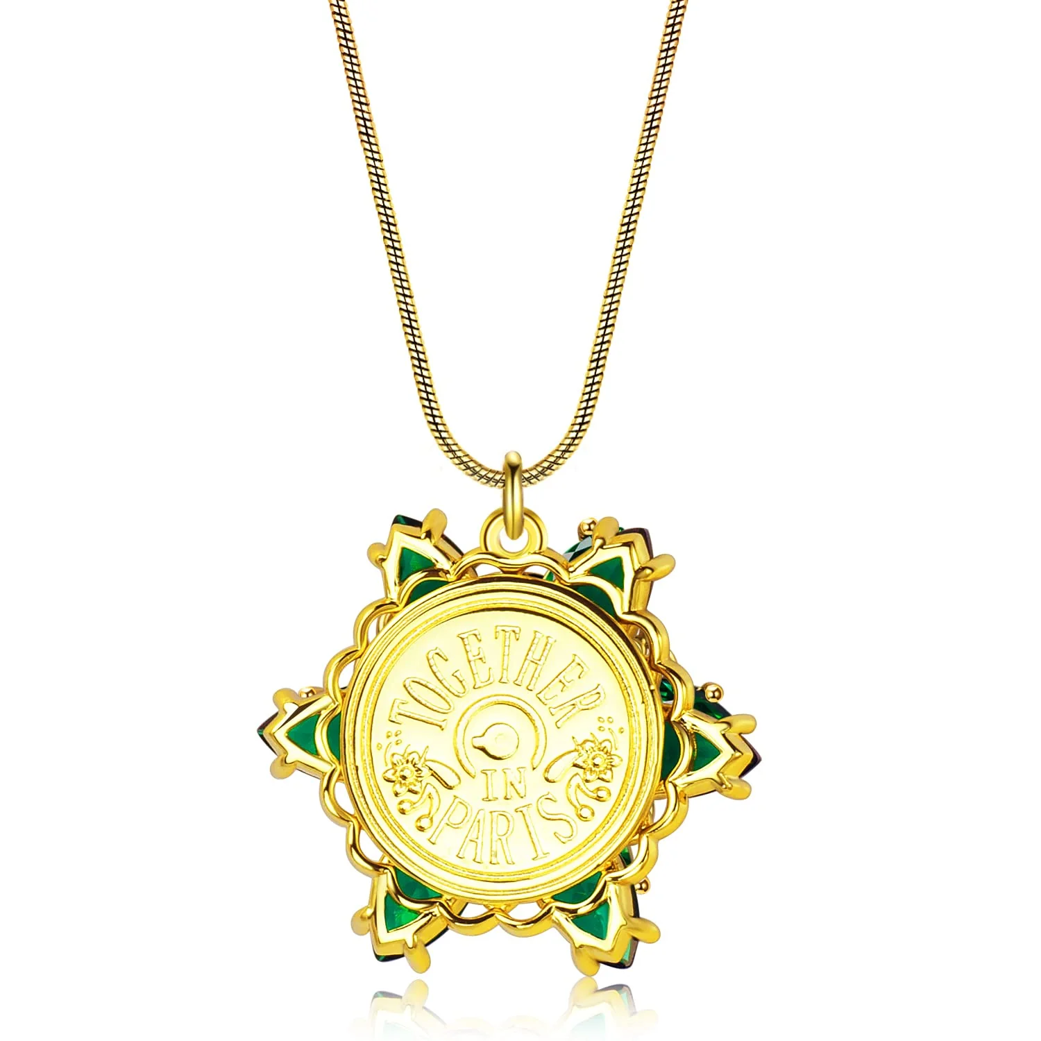 Confede Anastasia Necklace-Lost Princess Inspired Together In Paris Emerald Stone Flower Necklace for Women, Green - Image 7