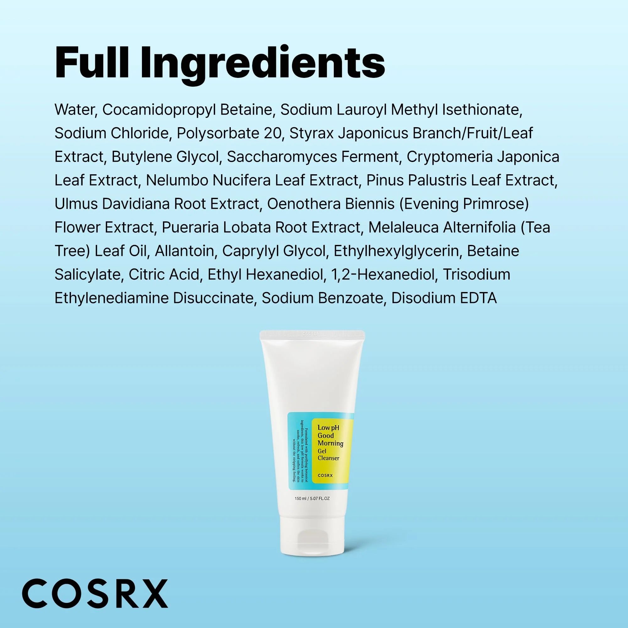 COSRX Low pH Good Morning Gel Face Cleanser, 5.07 fl oz, BHA Face Wash, Daily Mild Face Cleanser for Sensitive Skin, PH Balancing, Korean Skin Care, Korean Face Wash - Image 2