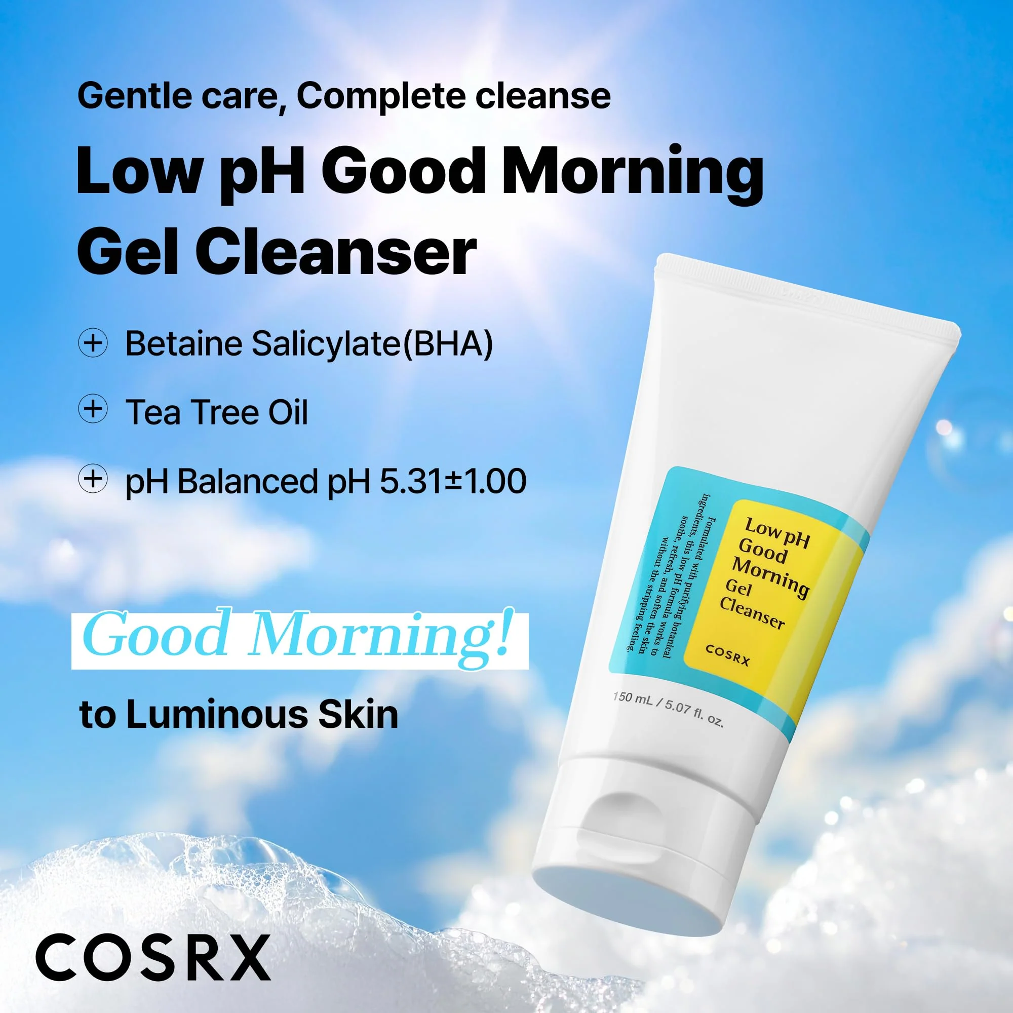 COSRX Low pH Good Morning Gel Face Cleanser, 5.07 fl oz, BHA Face Wash, Daily Mild Face Cleanser for Sensitive Skin, PH Balancing, Korean Skin Care, Korean Face Wash - Image 8