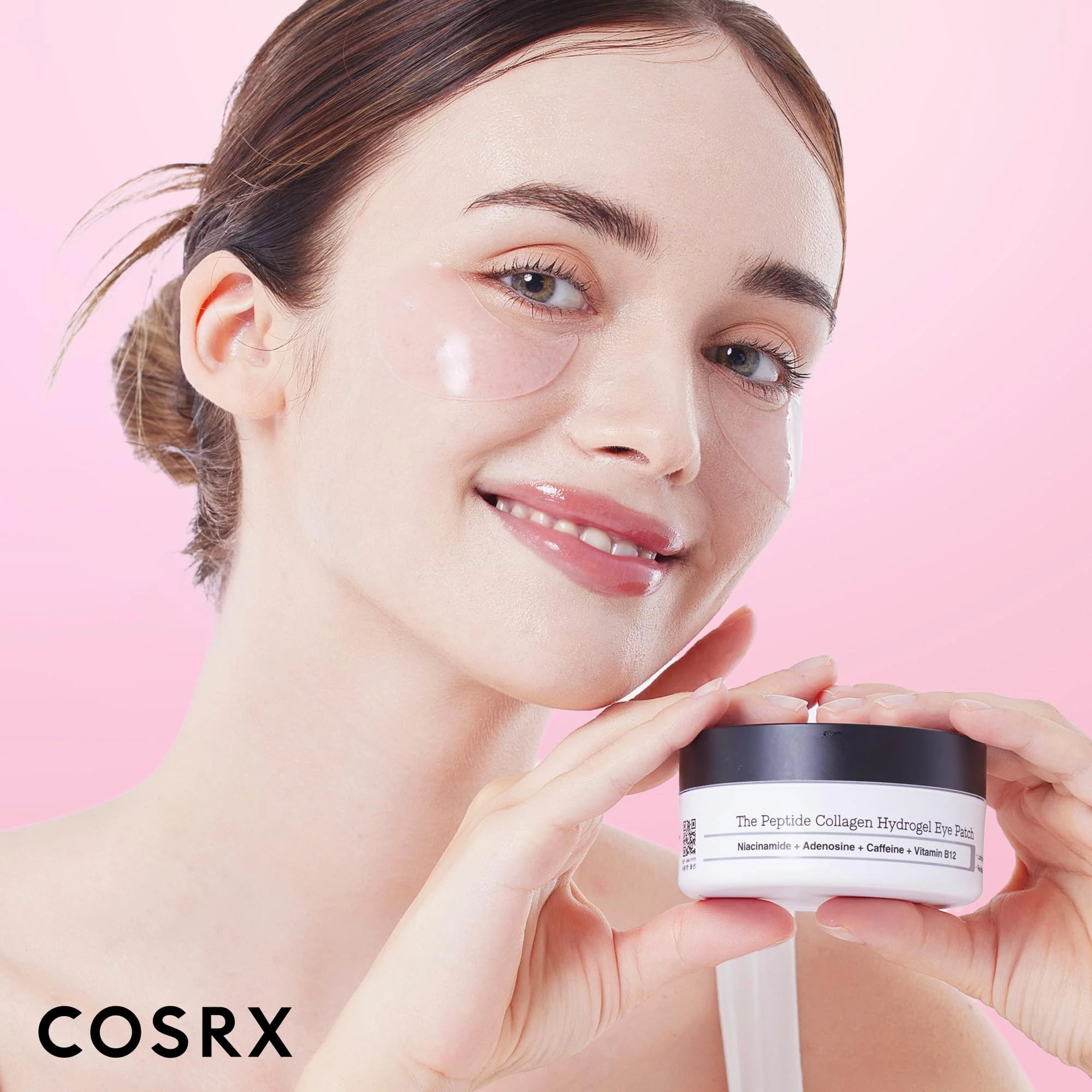 COSRX Pink Peptides Collagen Hydrogel Eye Patch for Puffy Eyes and Dark Circles, Under Eye Mask, 60 Under Eye Patches, Korean Skin Care - Image 2