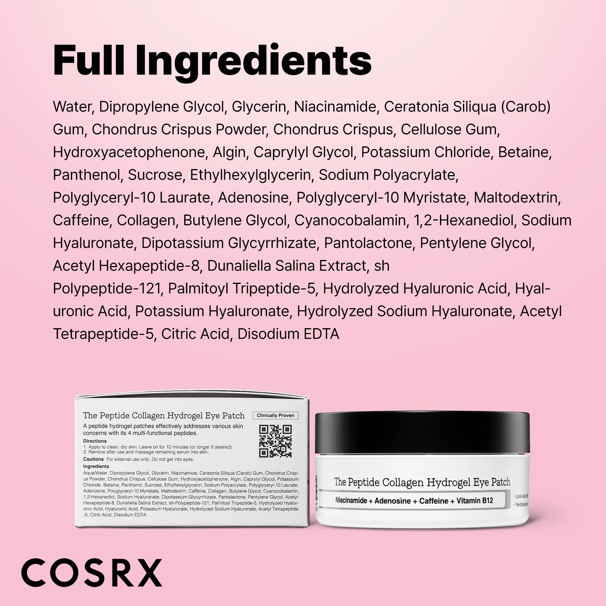 COSRX Pink Peptides Collagen Hydrogel Eye Patch for Puffy Eyes and Dark Circles, Under Eye Mask, 60 Under Eye Patches, Korean Skin Care - Image 3