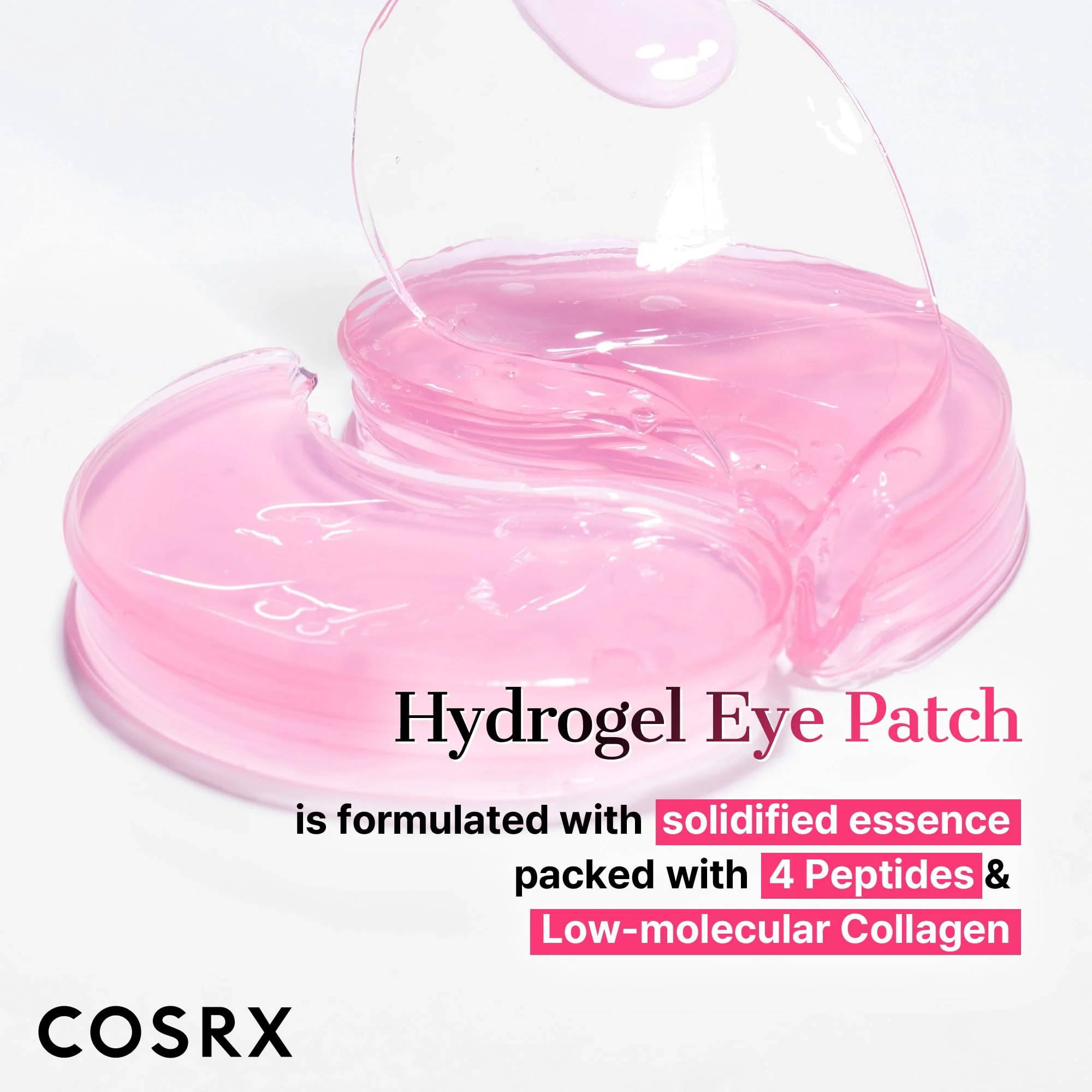 COSRX Pink Peptides Collagen Hydrogel Eye Patch for Puffy Eyes and Dark Circles, Under Eye Mask, 60 Under Eye Patches, Korean Skin Care - Image 9