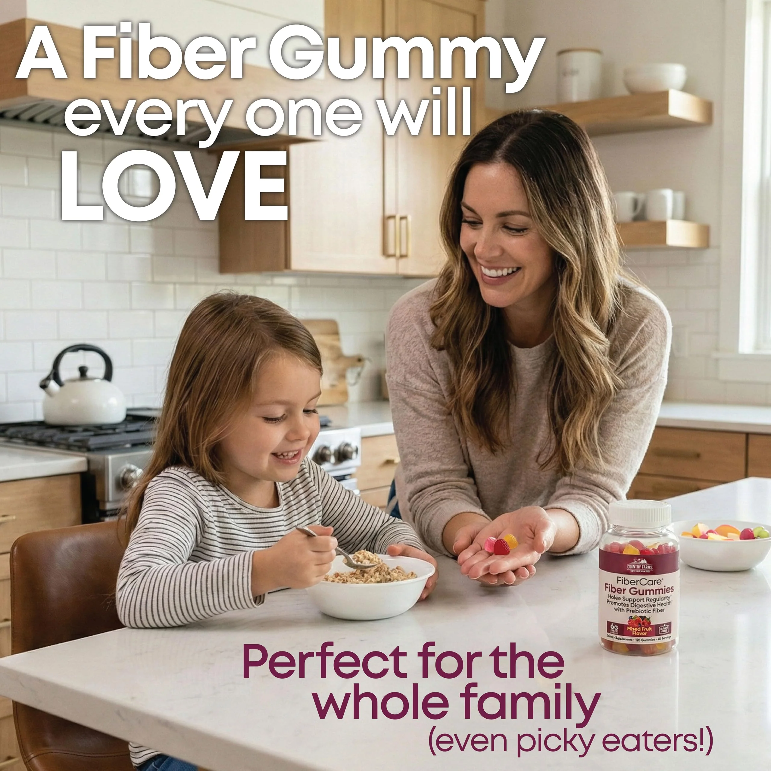 Country Farms Fiber Care Prebiotic Gummies, 6g of Fiber Per Serving, GLP-1 Booster, FOS from Beets, Digestive Health and Bloat, Supports Regularity, Mixed Fruit Flavor, 120 Gummies, 40 Servings - Image 4