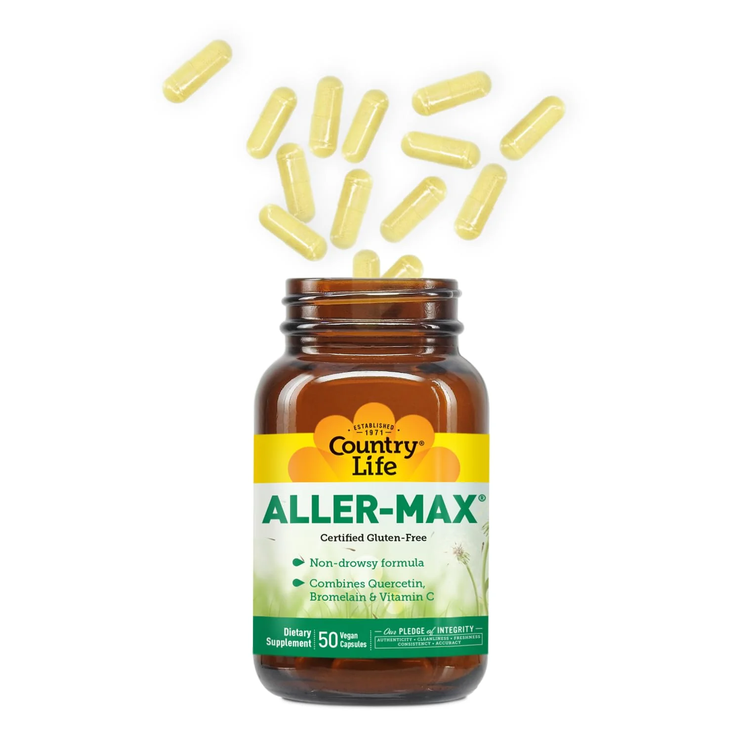 Country Life Aller-Max - Quercetin Supplements with Bromelain - Immune Support with Vitamin C, Zinc, and Botanical Blend - Certified Gluten-Free, Vegan (50 Count (Pack of 1)) - Image 6
