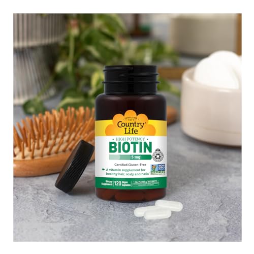 Country Life Biotin High Potency, 5mg, 120 Count, Certified Gluten Free, Certified Vegan, Verified Non GMO - Image 2